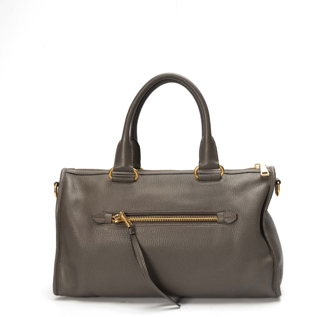 Prada Dark Beige Vitello Daino Convertible Satchel