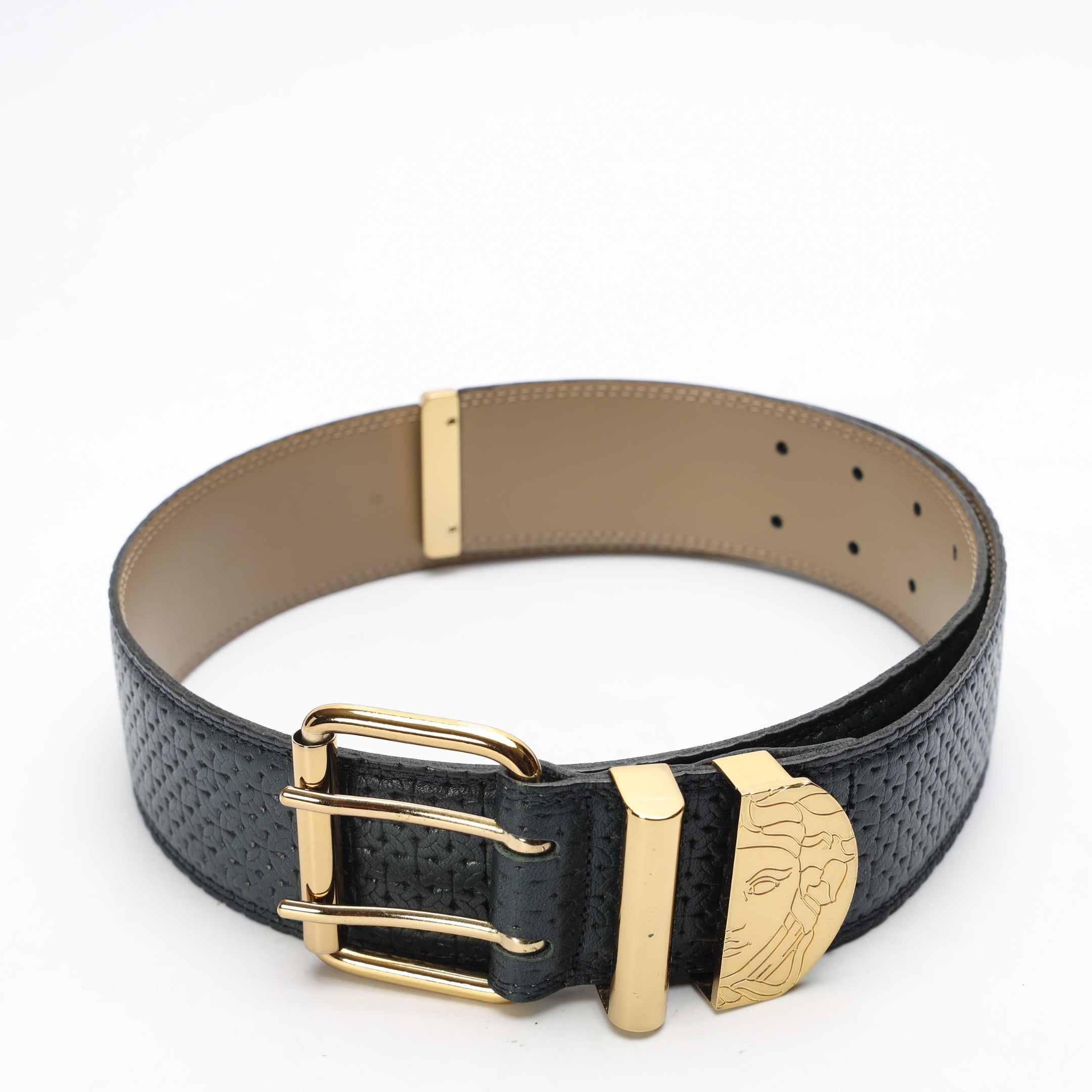 Versace Medusa Black Leather Belt