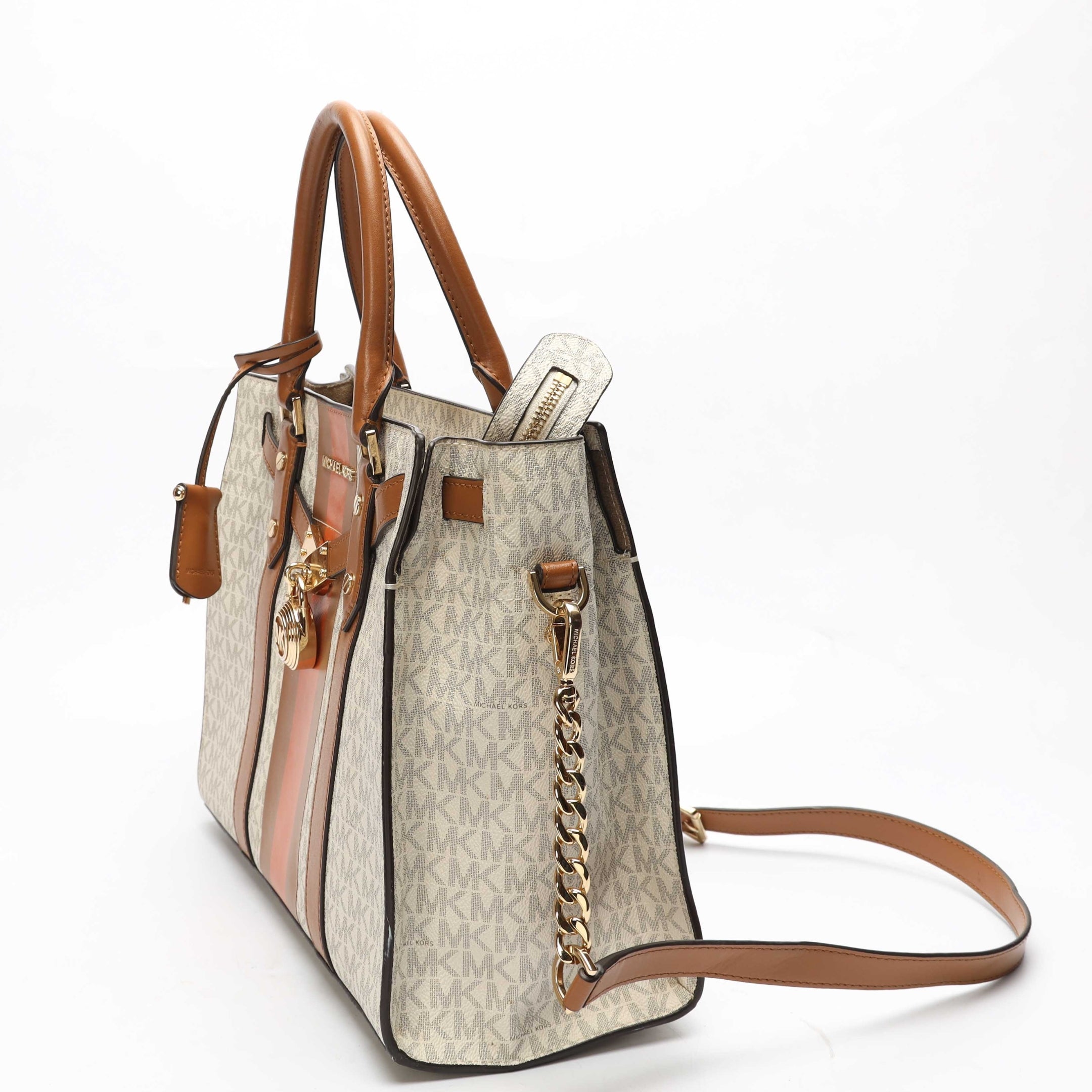 Michael Kors Vanilla Logo Hamilton Large Satchel