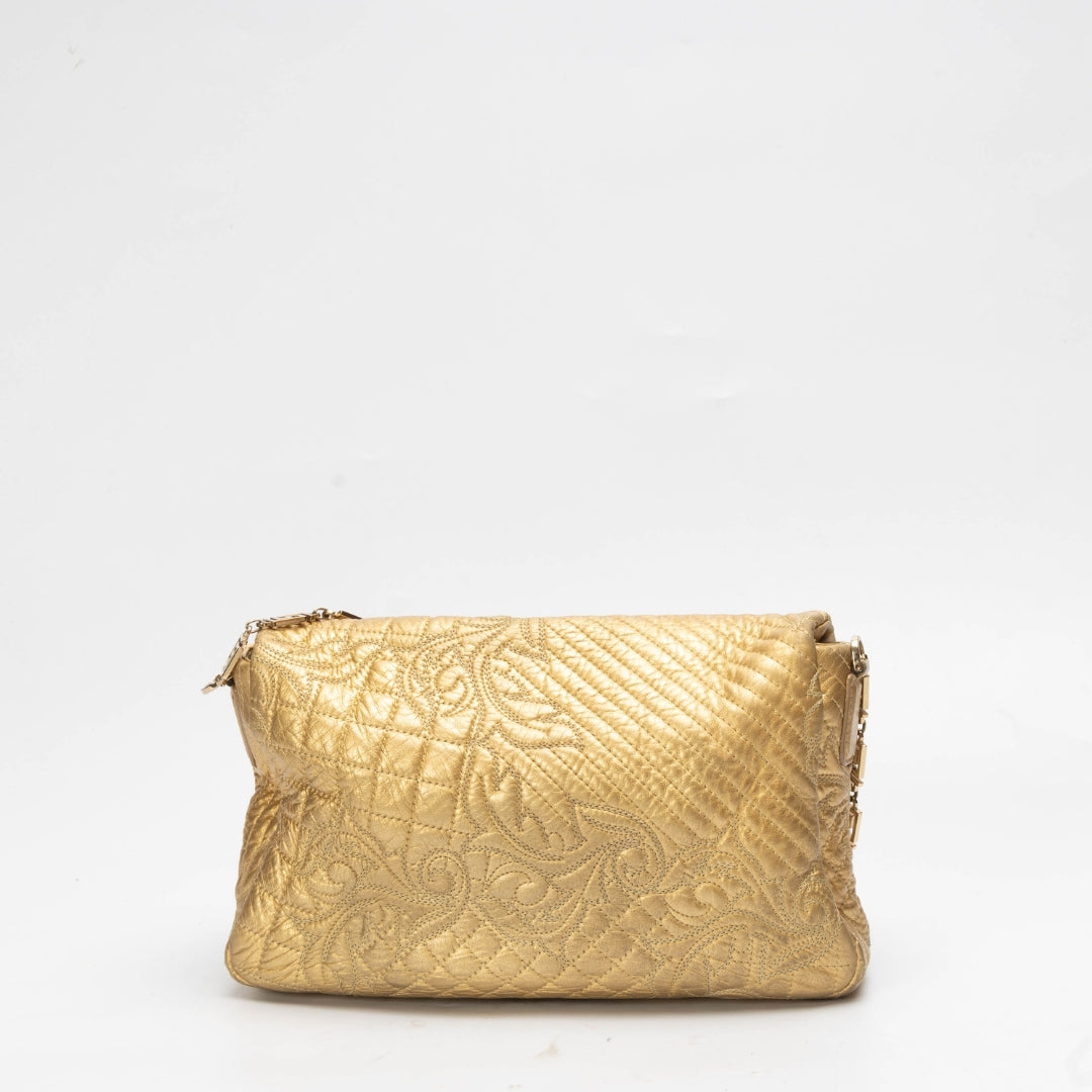 Versace Gold Barocco Leather Vanitas Medea Shoulder Bag