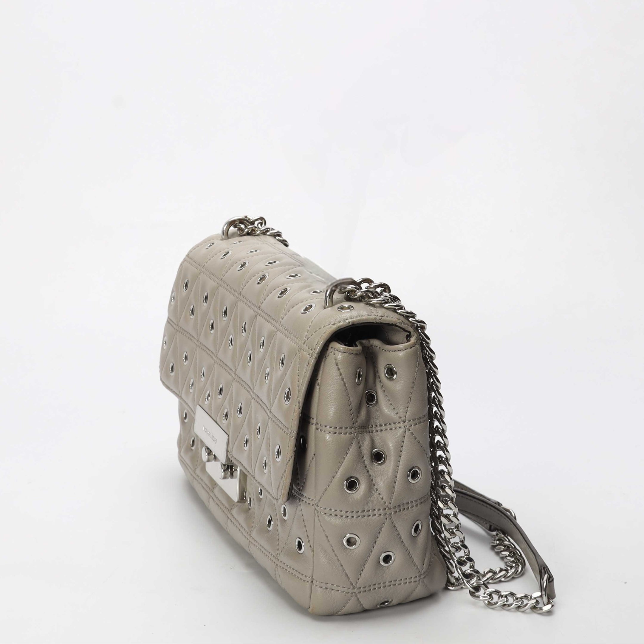 Micheal Kors Sloan Grey Quilted Rings Shoulder Bag