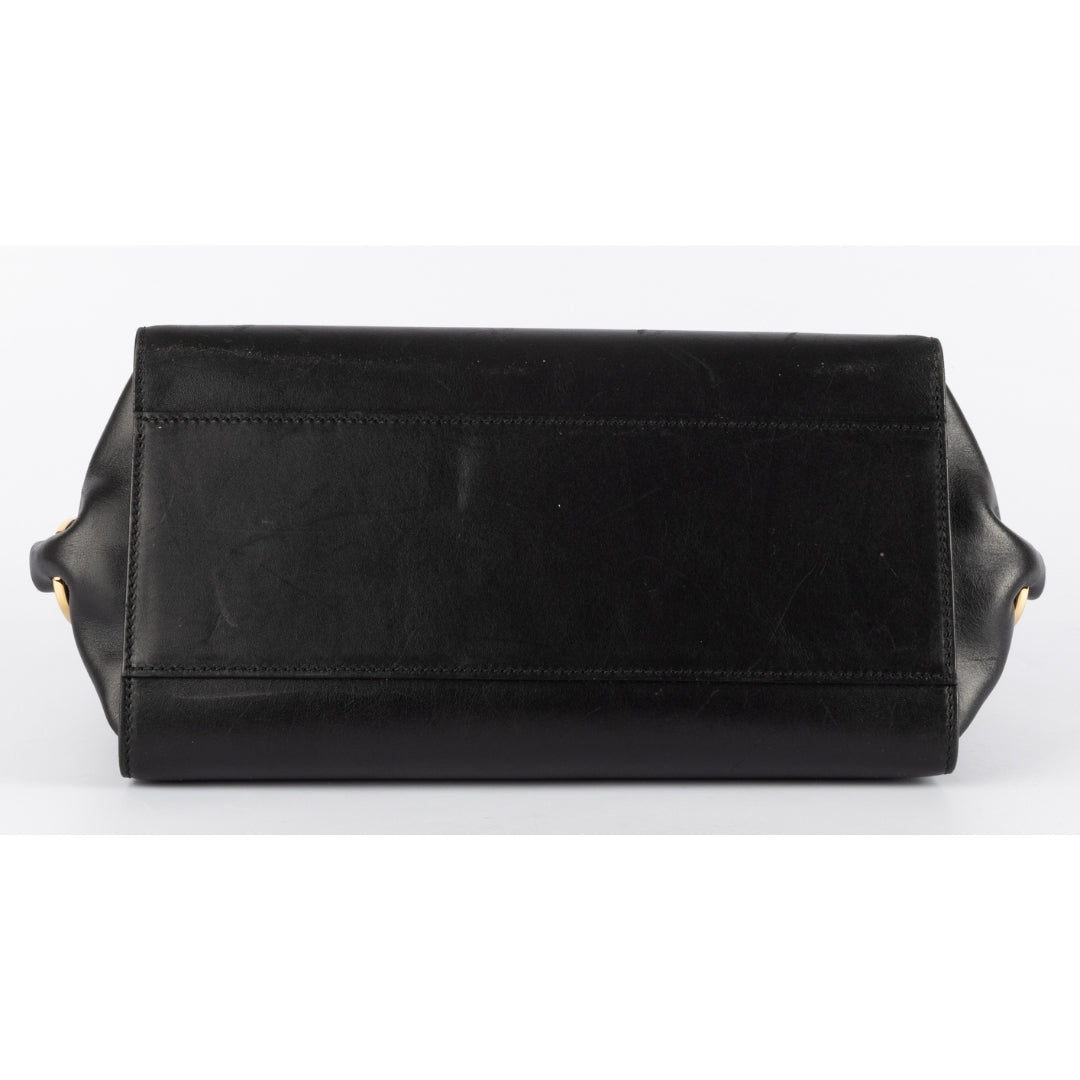 Salvatore Ferragamo Black Leather Top Handle Bag