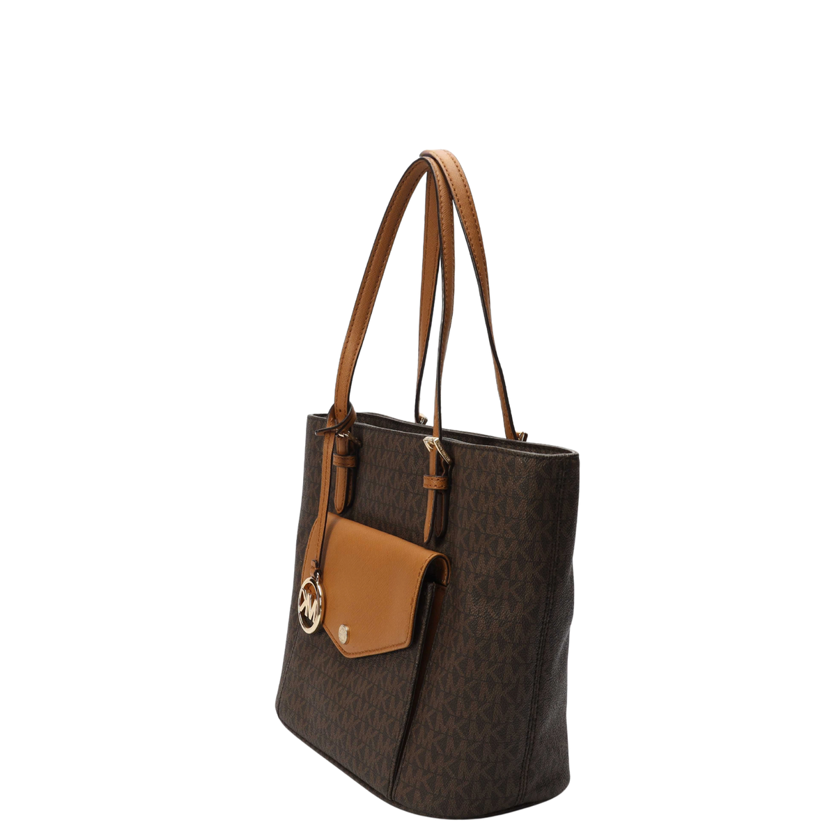 Michael Kors Jet Set Brown Logo Pocket Tote