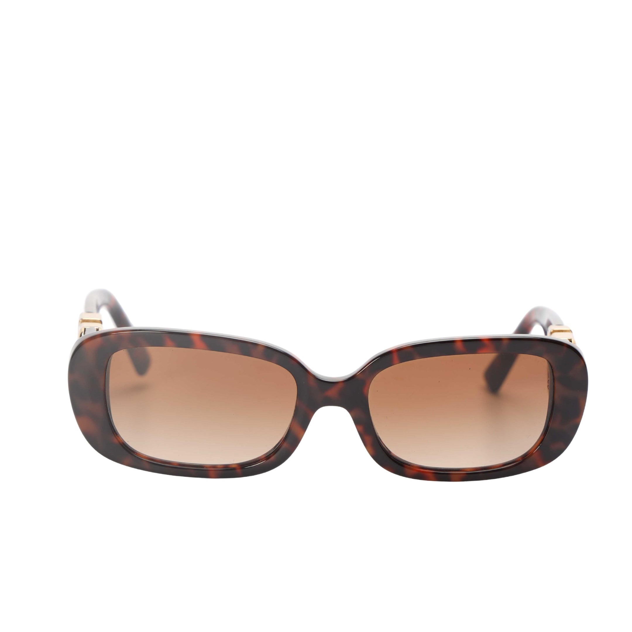 Valentino Brown Havana Rectangular Sunglasses
