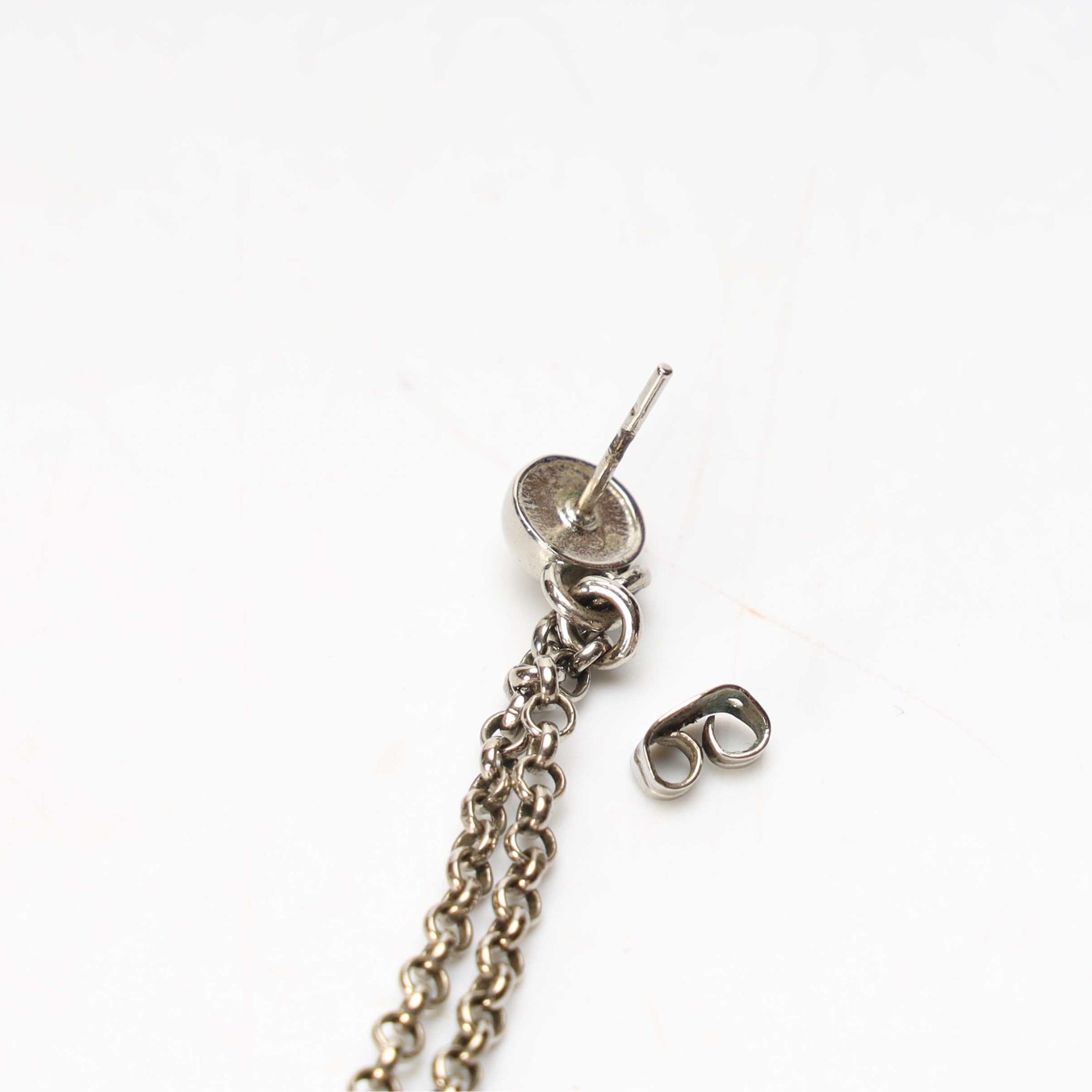 Fendi Silver Chain Detail Logo Drop Ear Rings