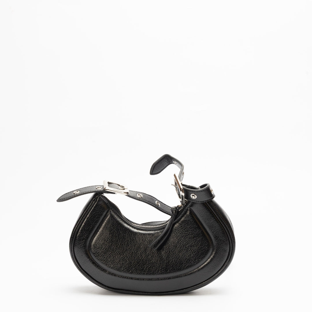Charles & Keith Black Petra Curved Shoulder Bag