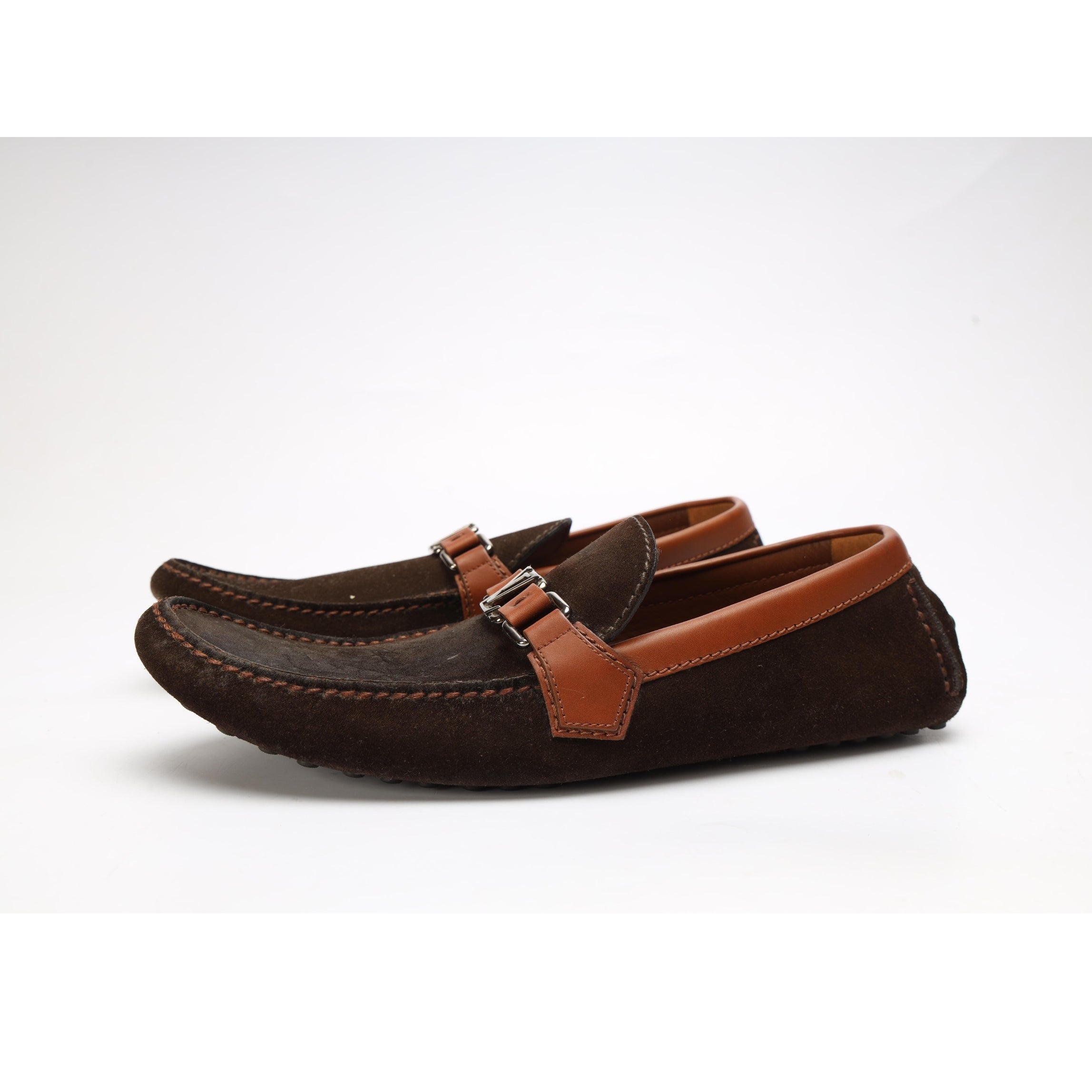 Louis Vuitton Brown Suede Hockenhein Slip On Loafers