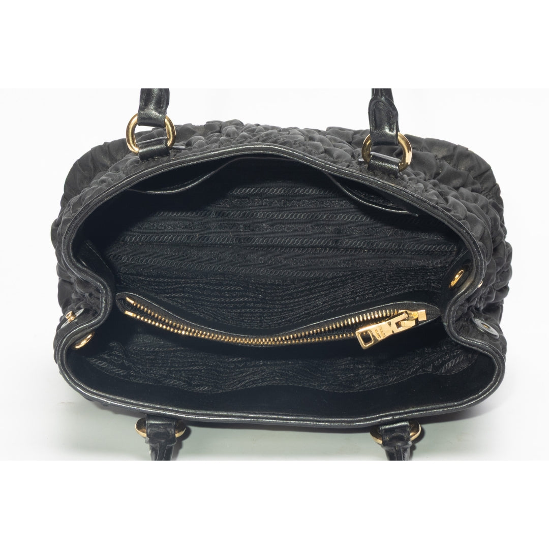 Prada Black Gaufre Tessuto Nylon Convertible Satchel