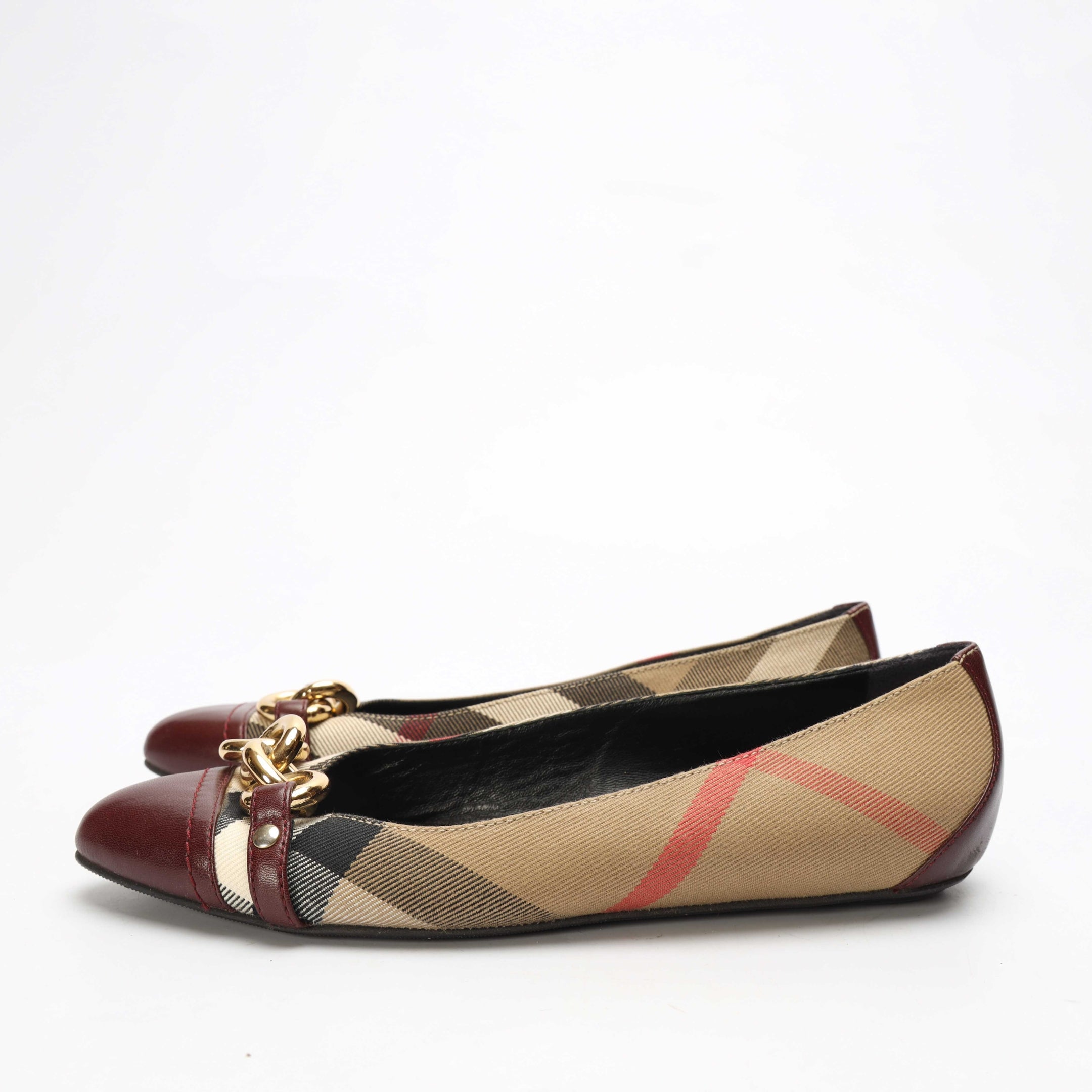 Burberry Beige House Check Chain Ballet Flats