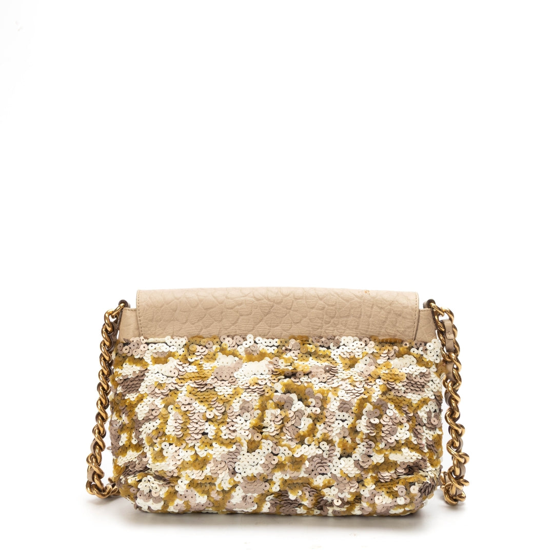 Marc Jacobs Leather-Trimmed Sequined Shoudler Bag