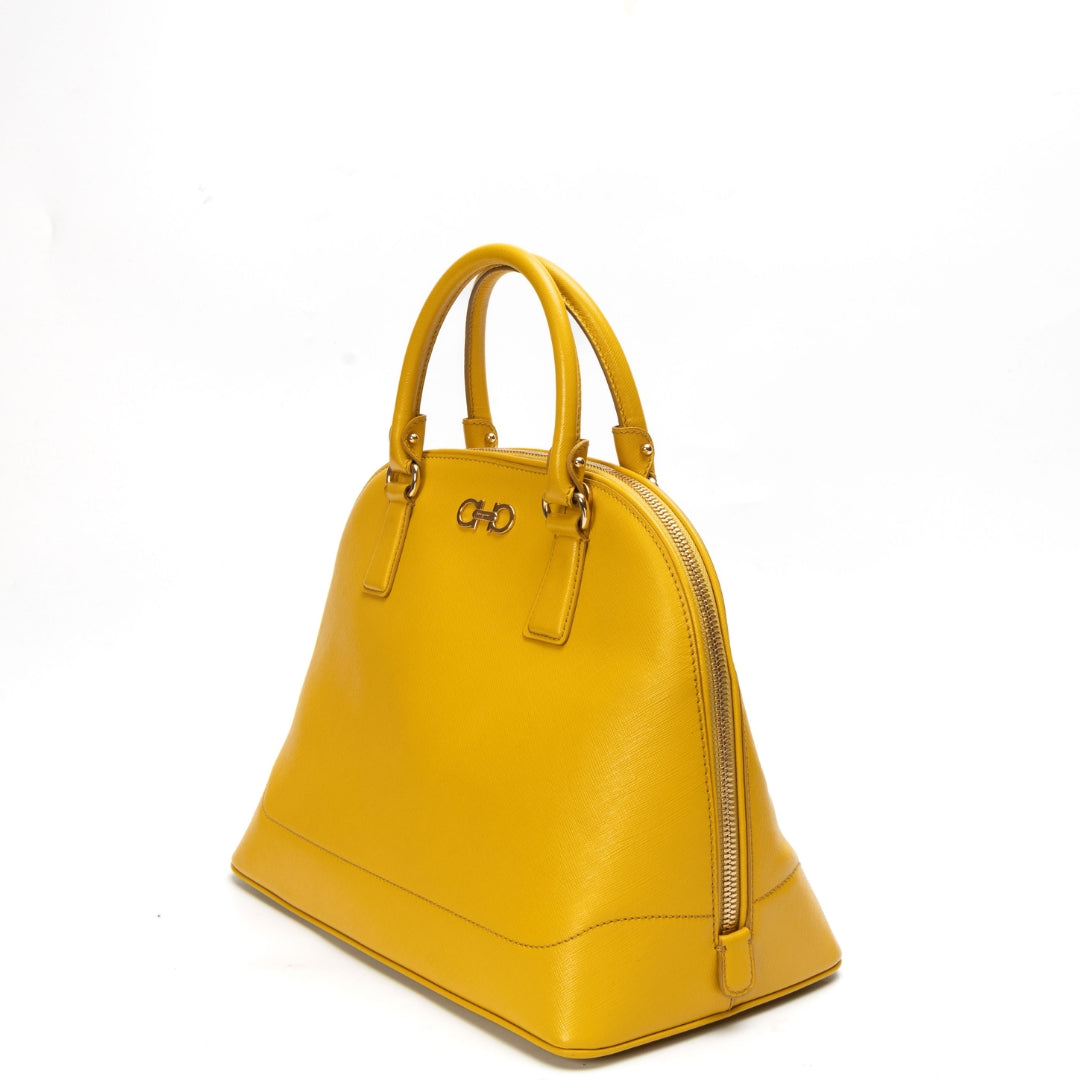 Salvatore Ferragamo Yellow Darina Convertible Satchel