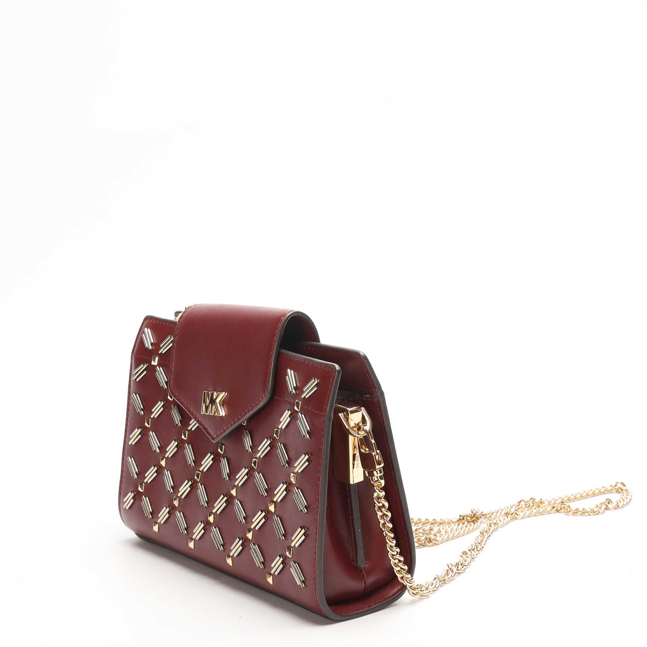 Michael Kors Maroon Floral Chain Sling Bag