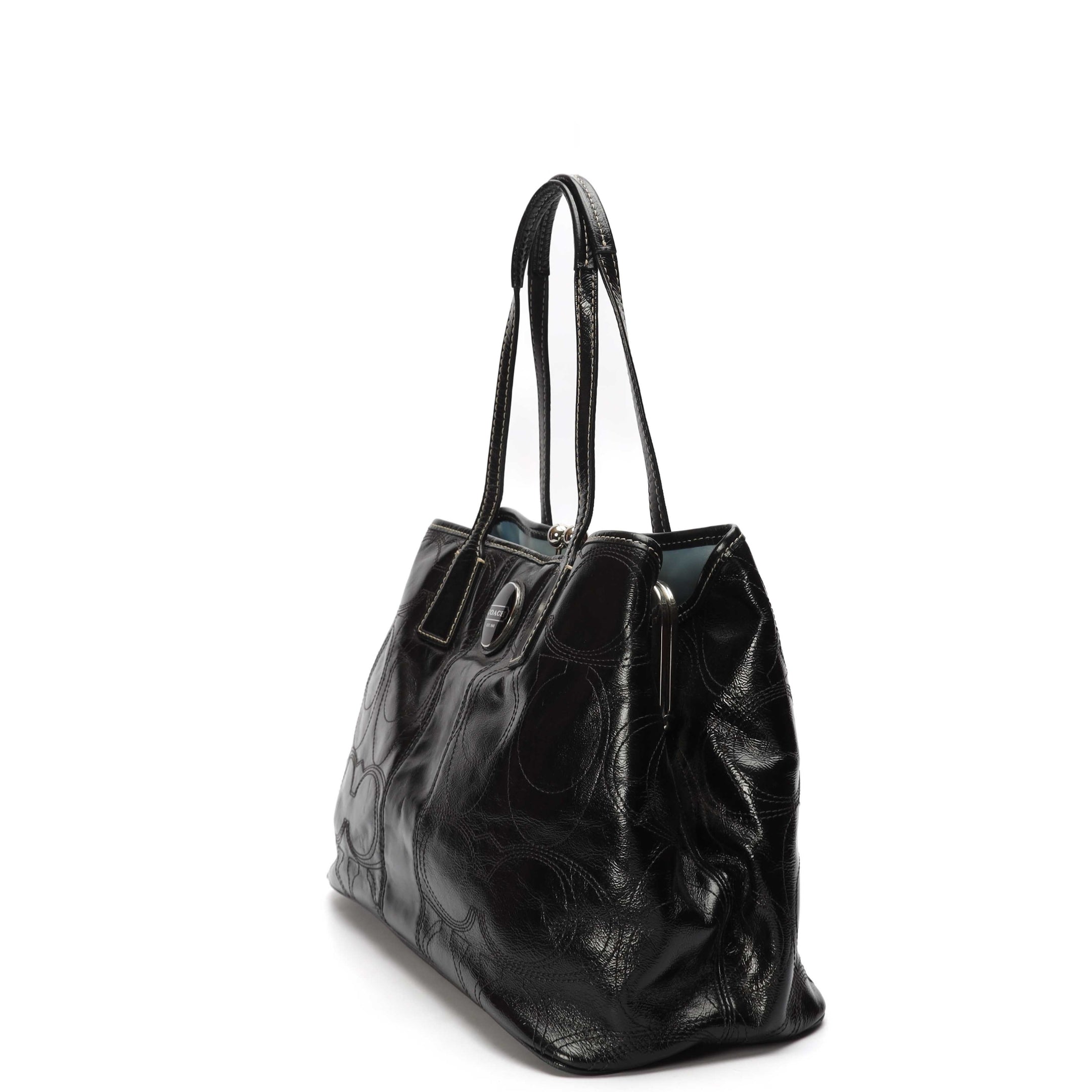 Coach Black Kiss lock Shoulder Bag