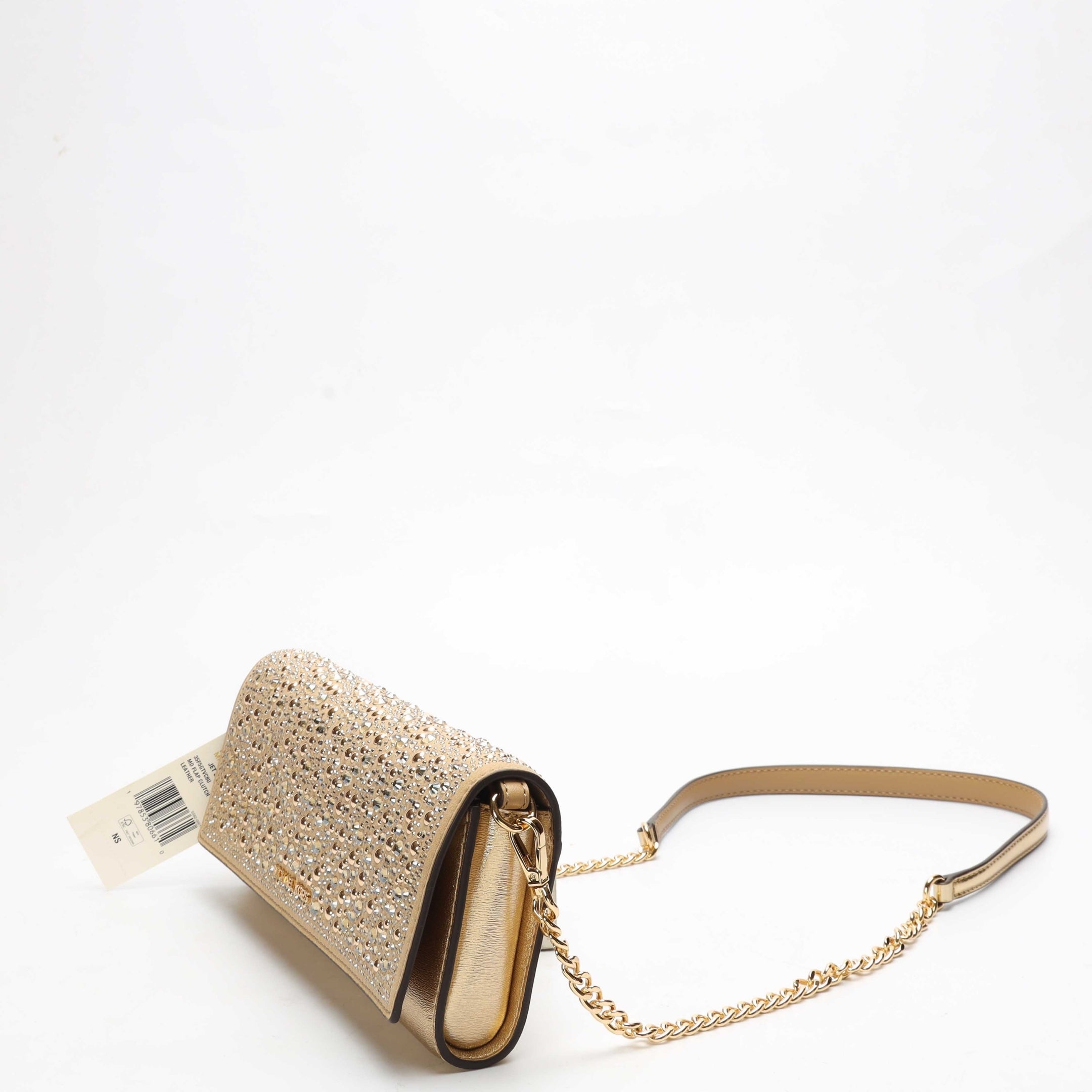 Michael Kors Jet Set Golden Metallic Clutch Crossbody Bag