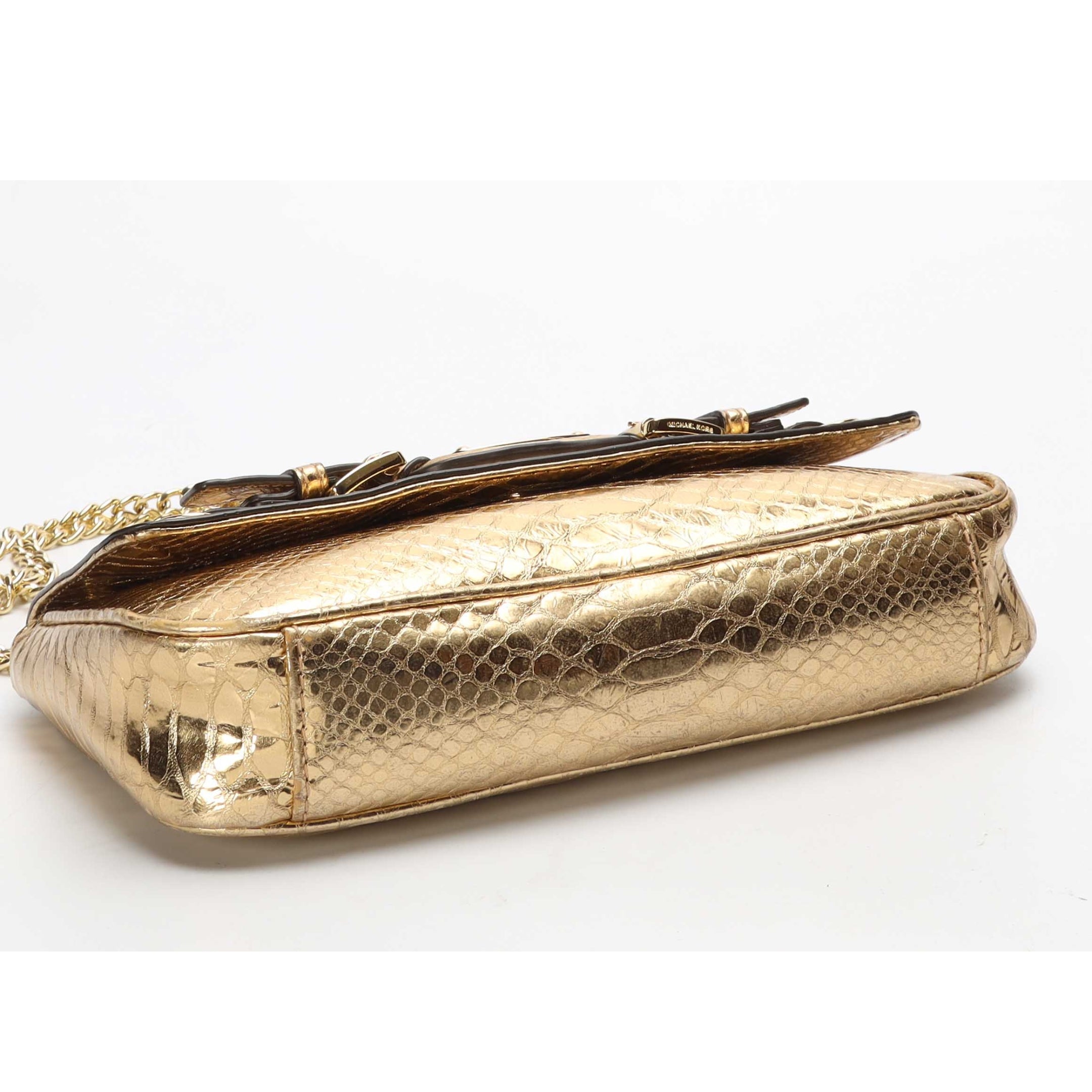 Michael Kors Gold Metallic Python Shoulder Bag