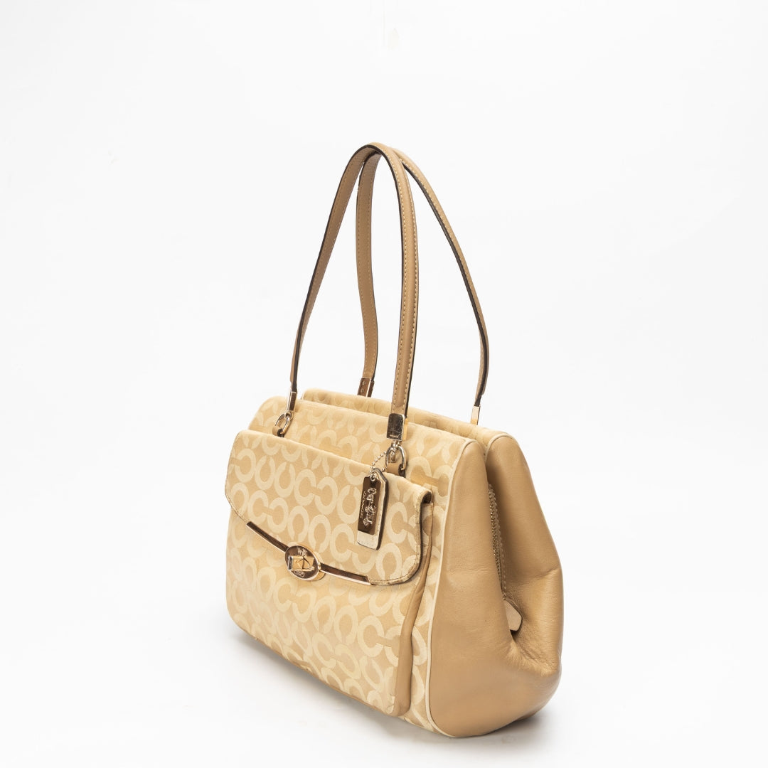 Coach Madison Madeleine Beige Convertible Satchel