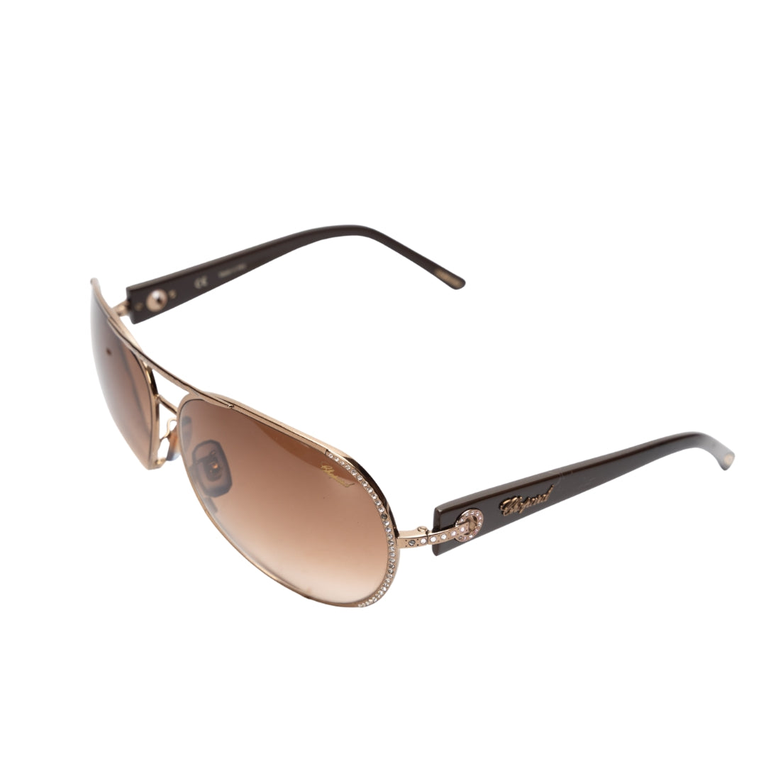 Chopard Burgundy Embellished Aviator Sunglasses