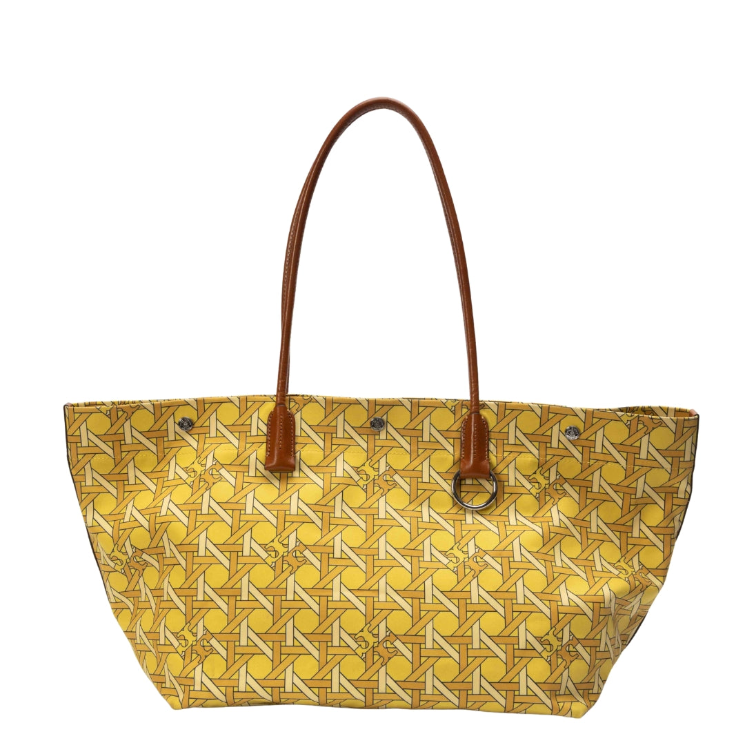 Tory Burch Canvas Basket-Weave Large Tote