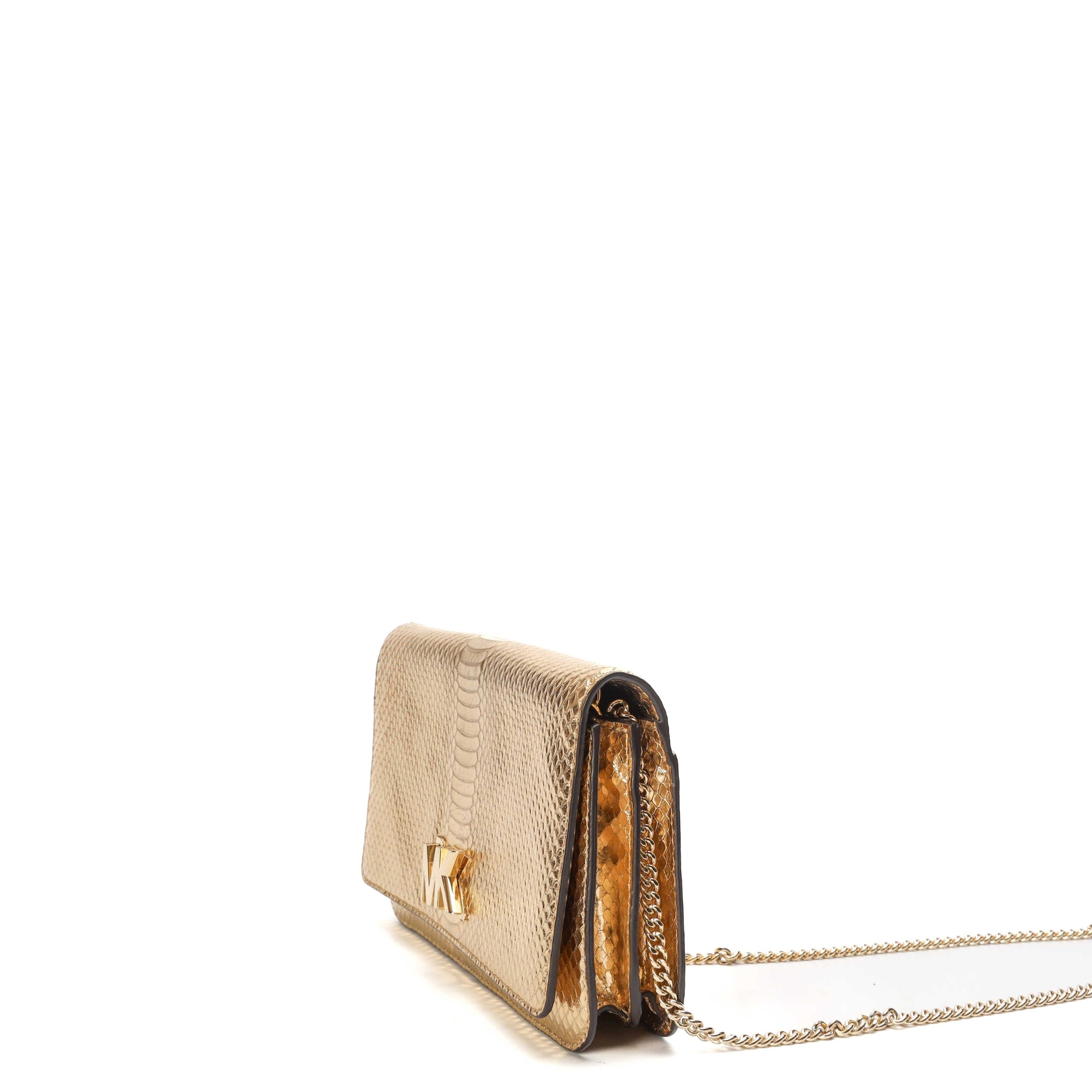 Michael Kors Mott Metallic Gold Chain Clutch