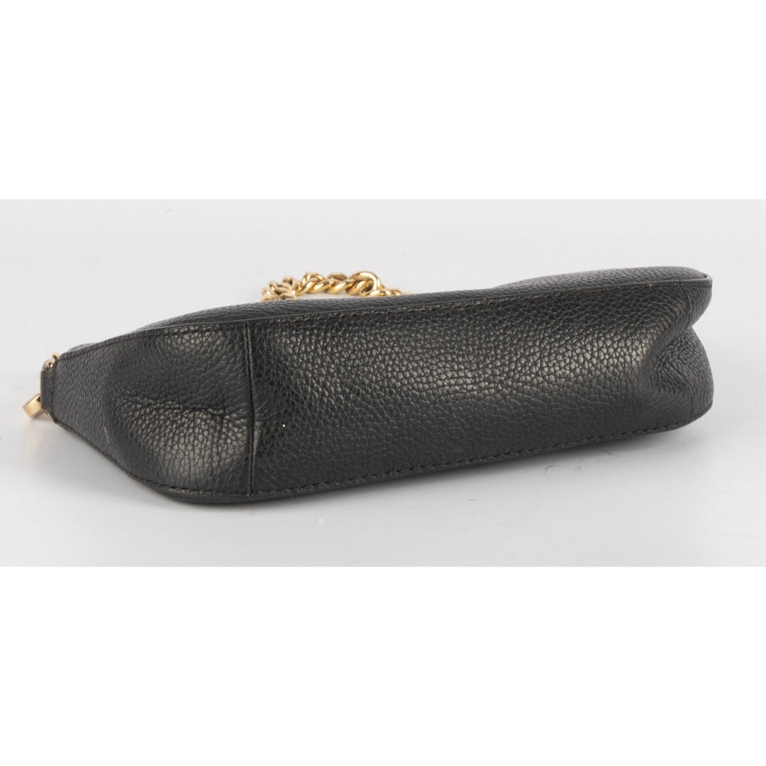 Michael Kors Black Leather Chain Pochette Bag