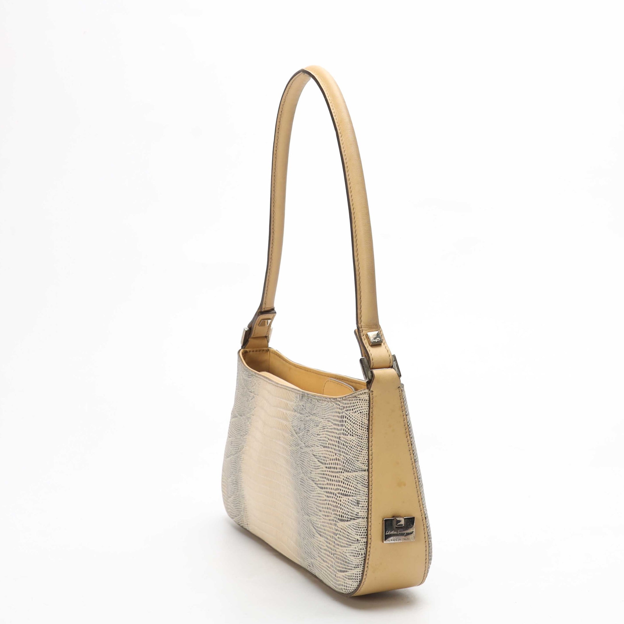 Salvatore Ferragamo Lizard Mini Beige Shoulder Bag