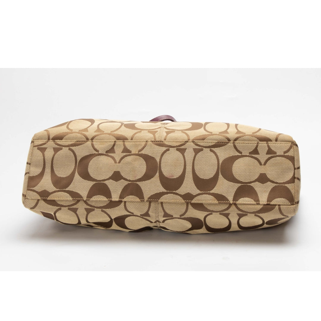 Coach Beige Signature Canvas Shopper Tote