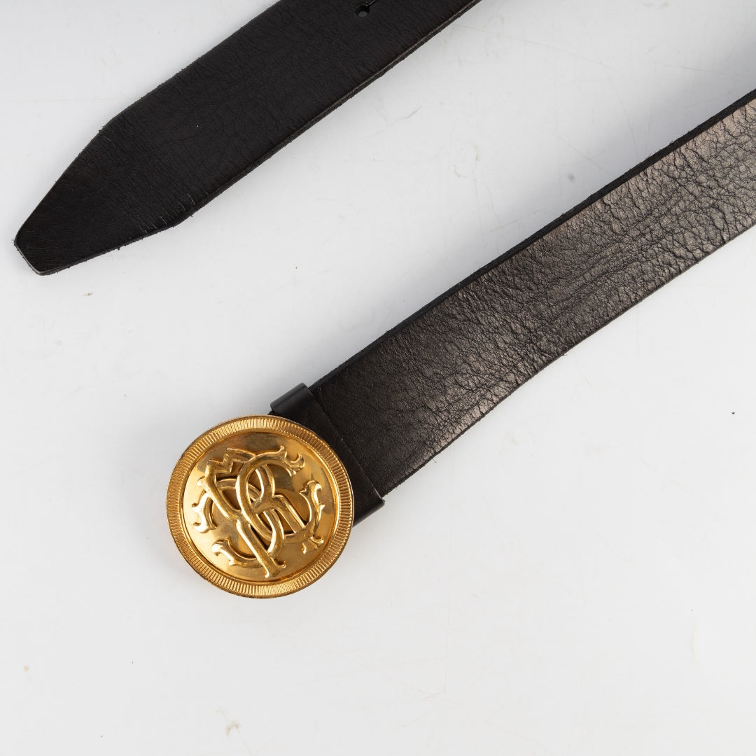 Roberto Cavalli Medallion Buckle and Logo Belt