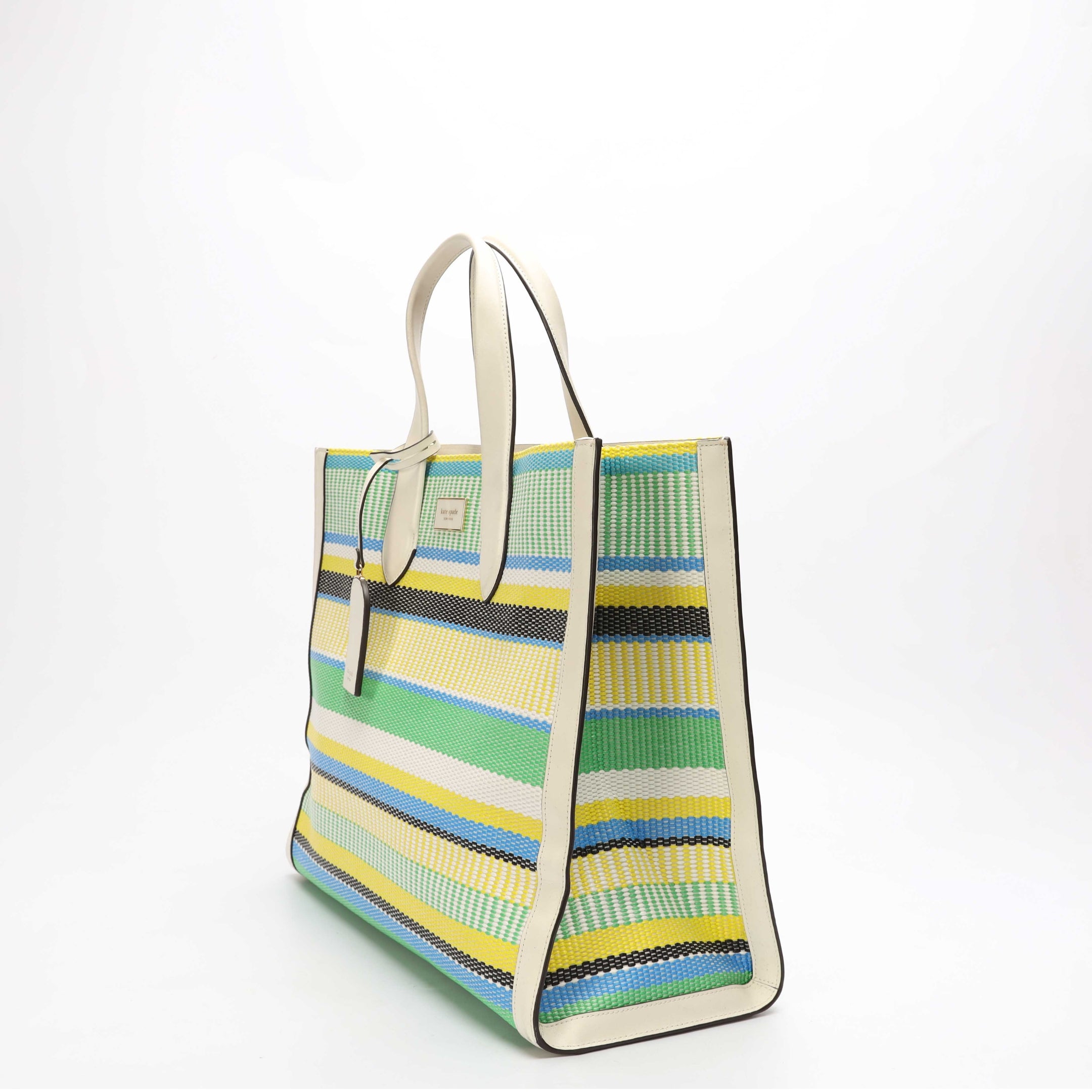 Kate Spade Manhattan Striped Woven Straw Large Tote