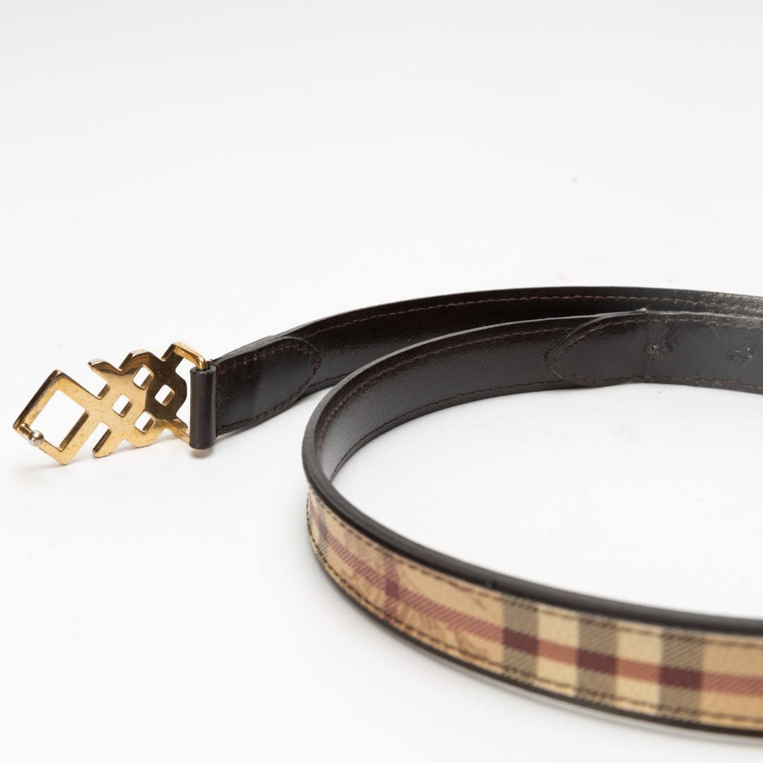 Burberry Haymarket Check Canvas and Leather Pembroke Belt