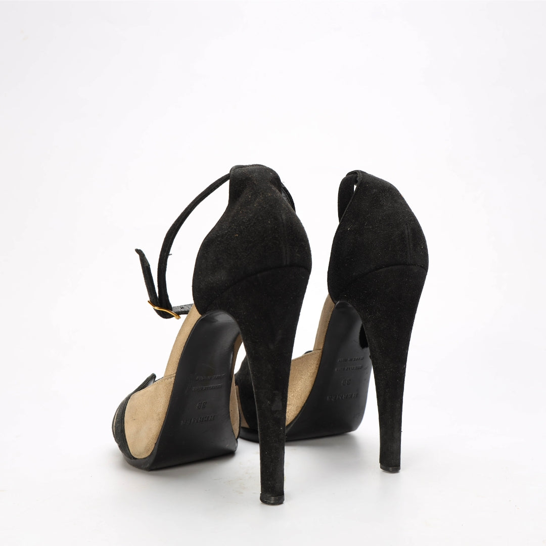 Hermes Ella Suede Platform Ankle Strap Sandals
