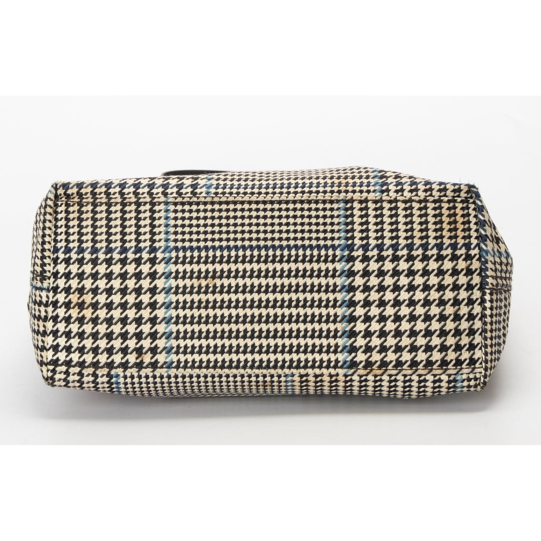 Ralph Lauren Houndstooth Print Canvas Shoulder Bag