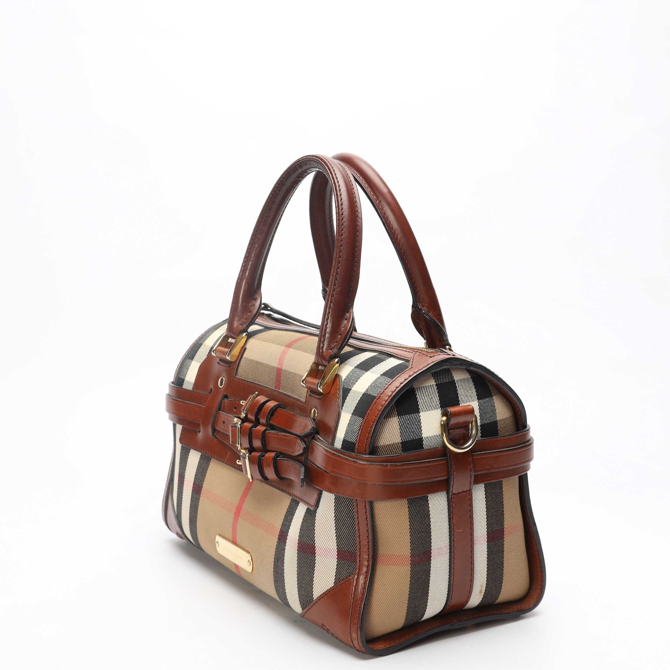 Burberry Brown House Check Bridle Bowling Bag