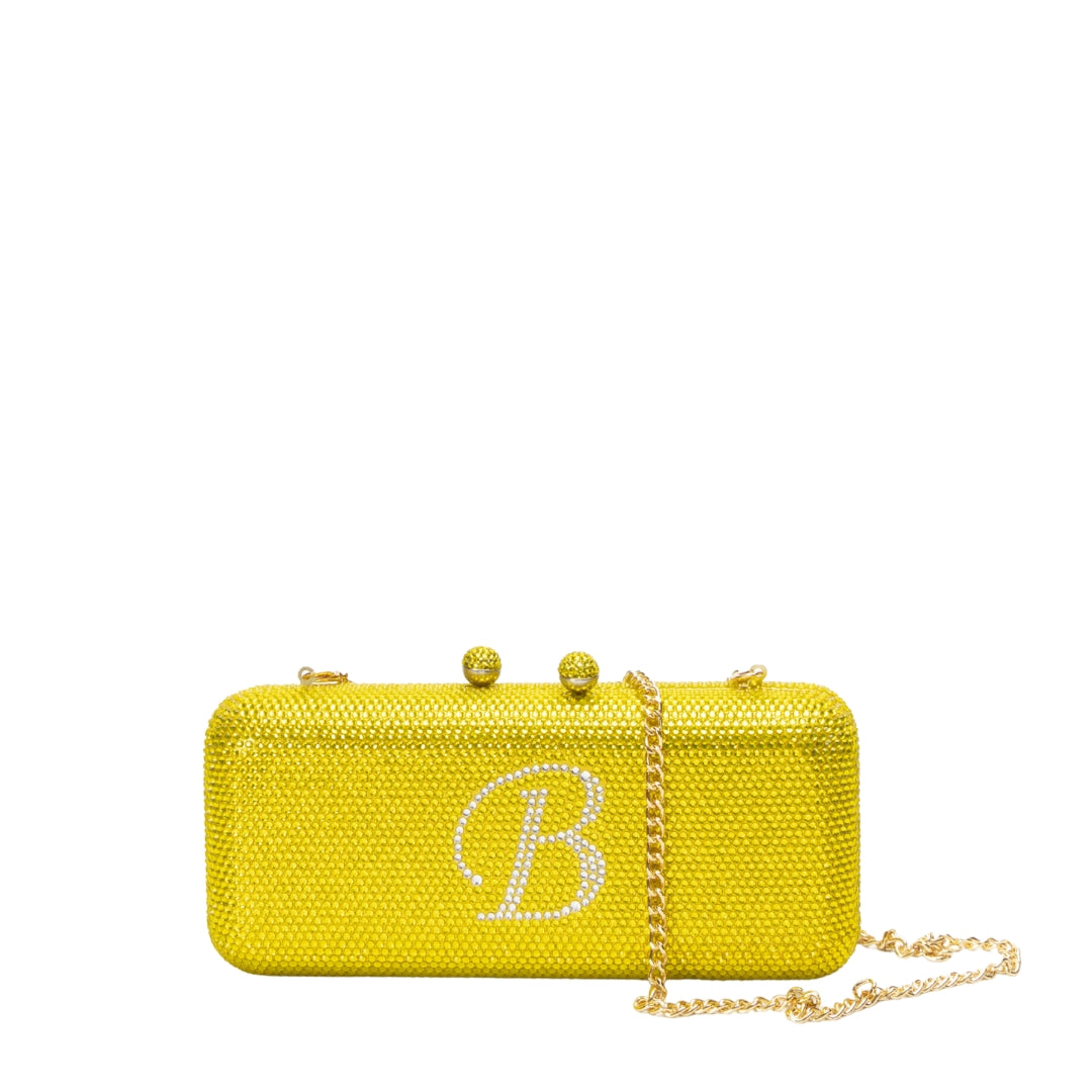 Swarovski Yellow B Crystal Clutch on Chain
