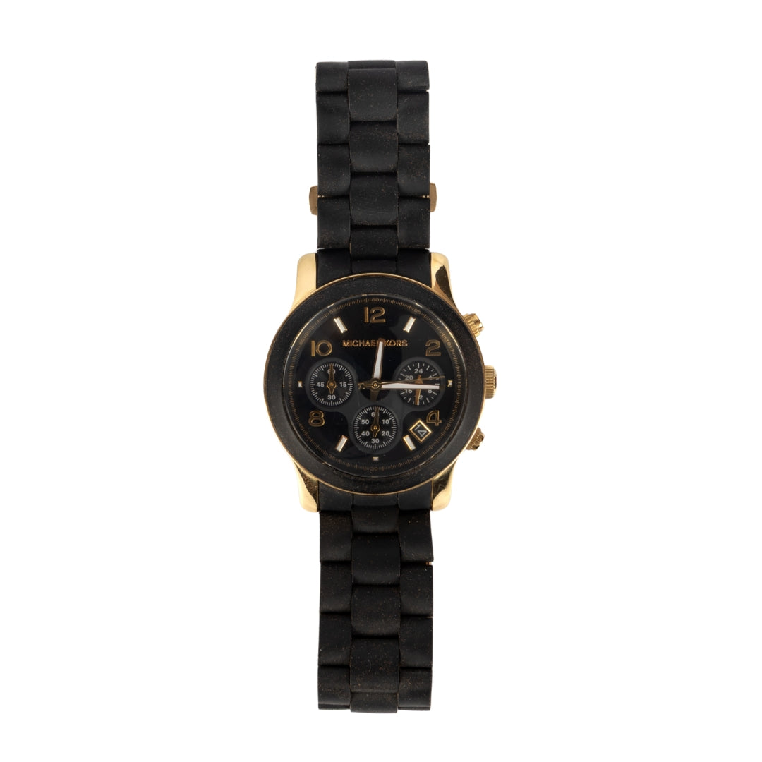 Michael Kors Runway Chronograph Black Silicone Watch