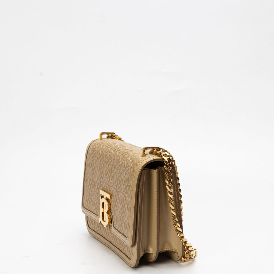 Burberry Beige Quilted Monogram TB Shoulder Bag