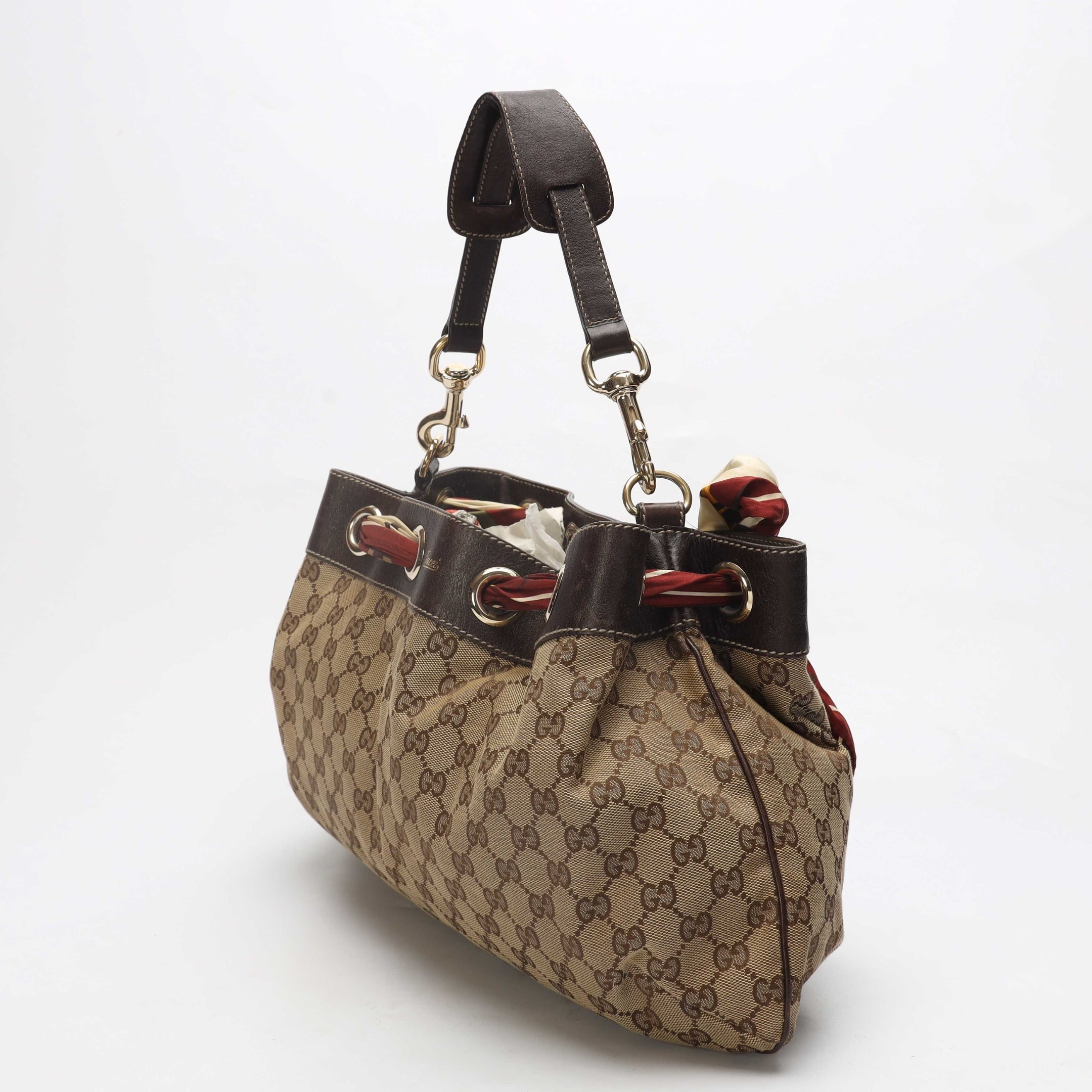 Gucci Positano Scarf Beige/Brown GG Canvas Tote
