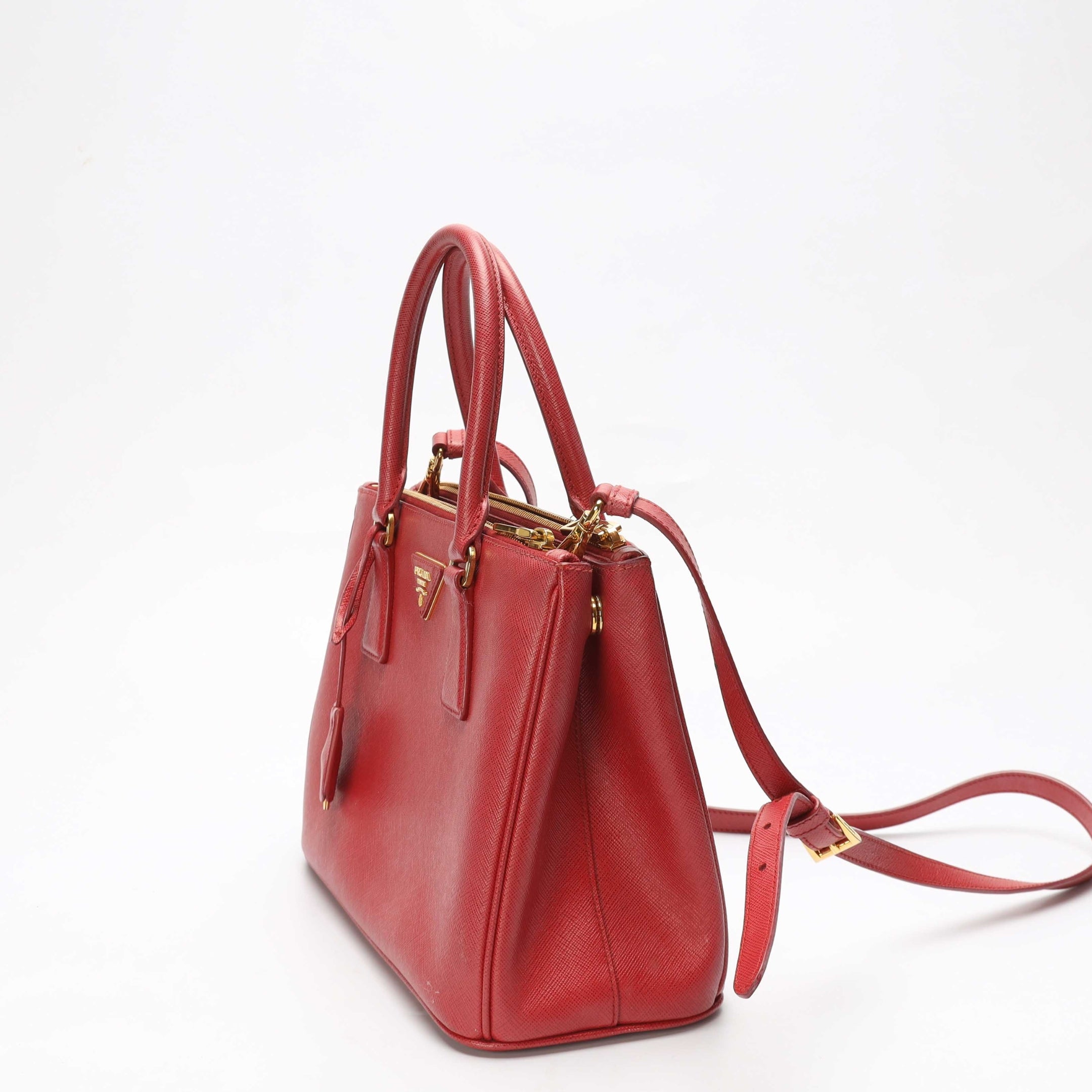 Prada Galleria Red Satchel Crosbody Bag