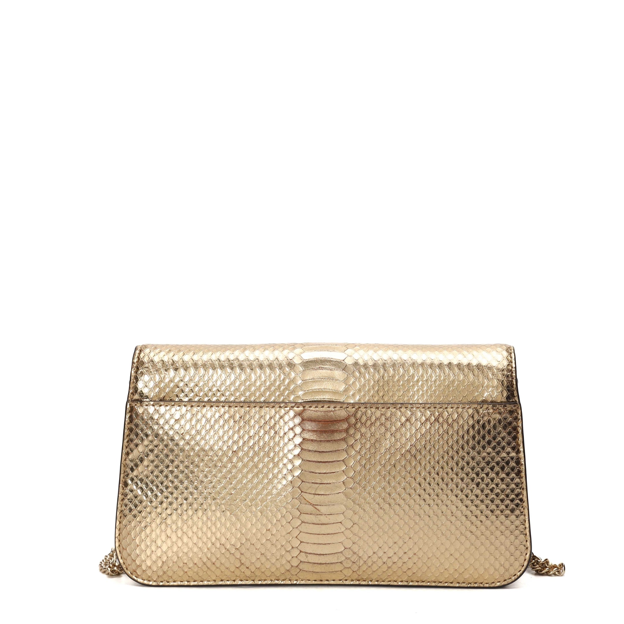 Michael Kors Mott Metallic Gold Clutch Crossbody Bag