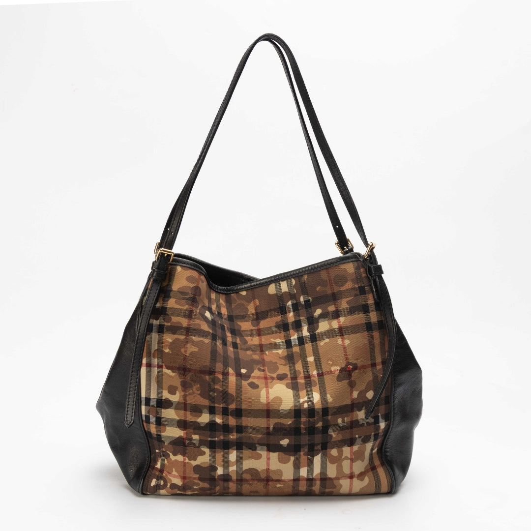 Burberry Black Camouflage Check Canterbury Tote
