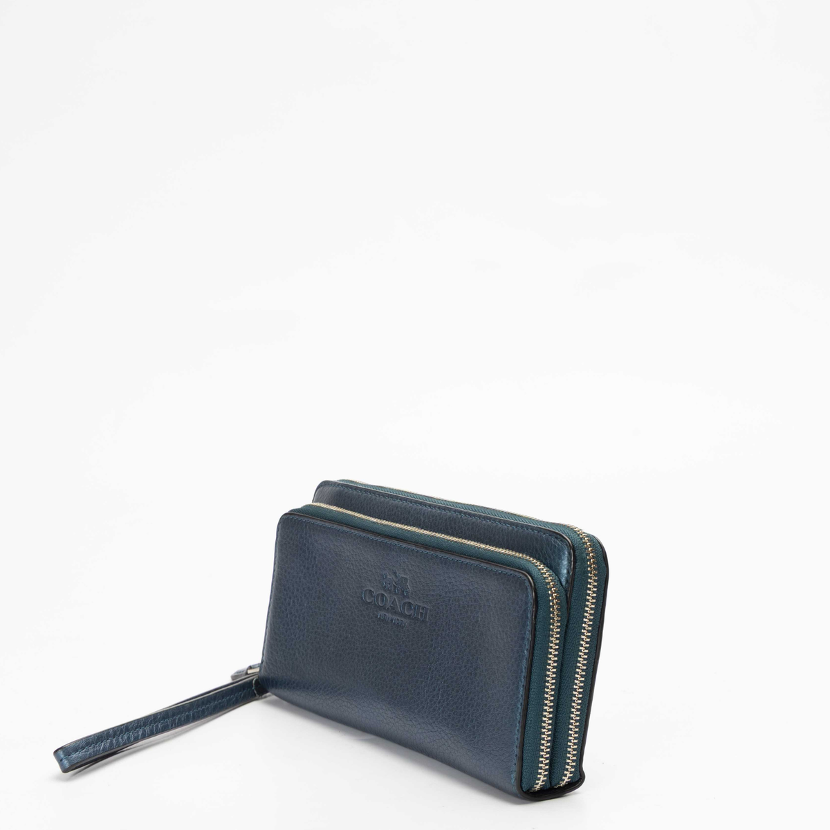 Coach Blue Double Zip Wristlet