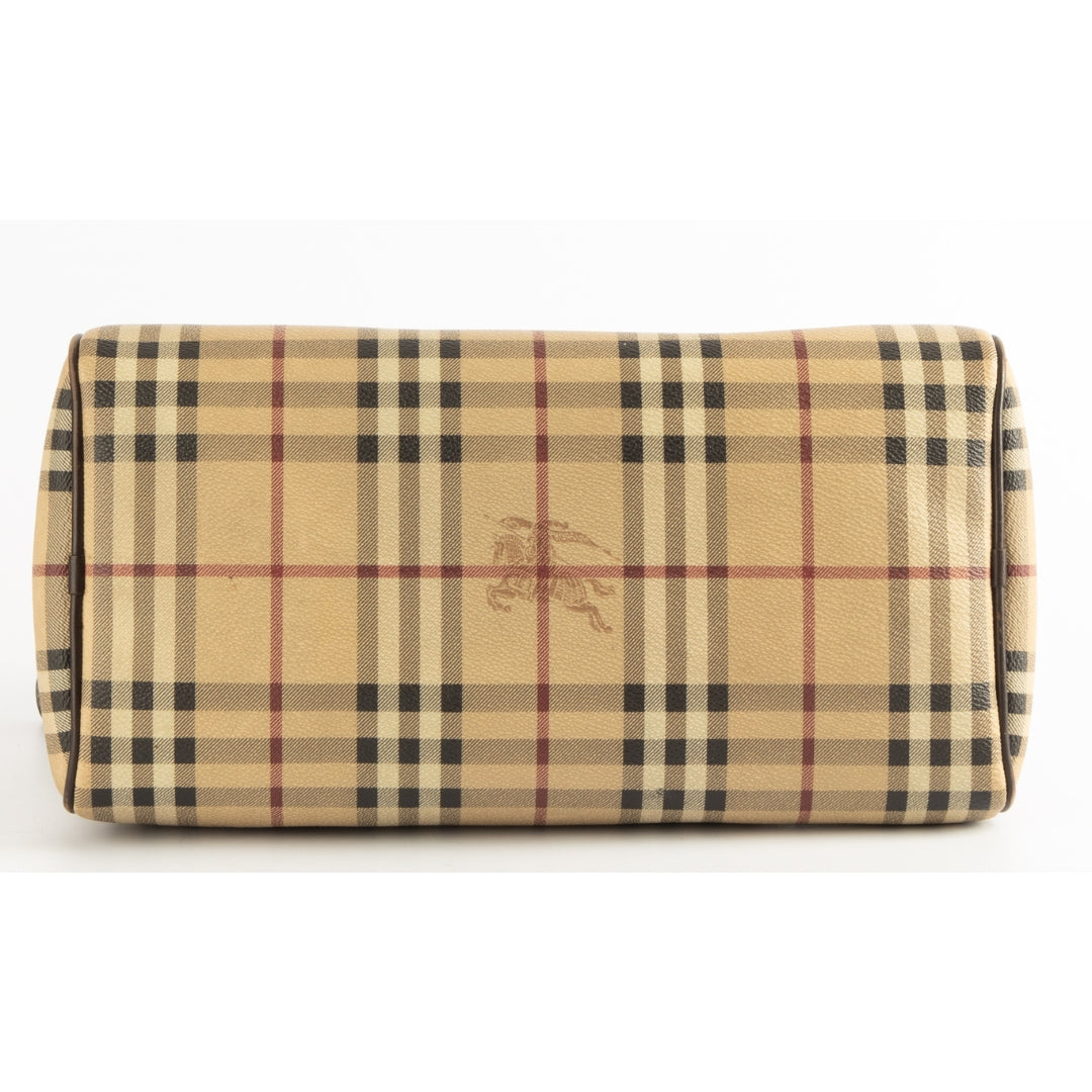 Burberry Haymarket Check Canvas Leather Boston Bag