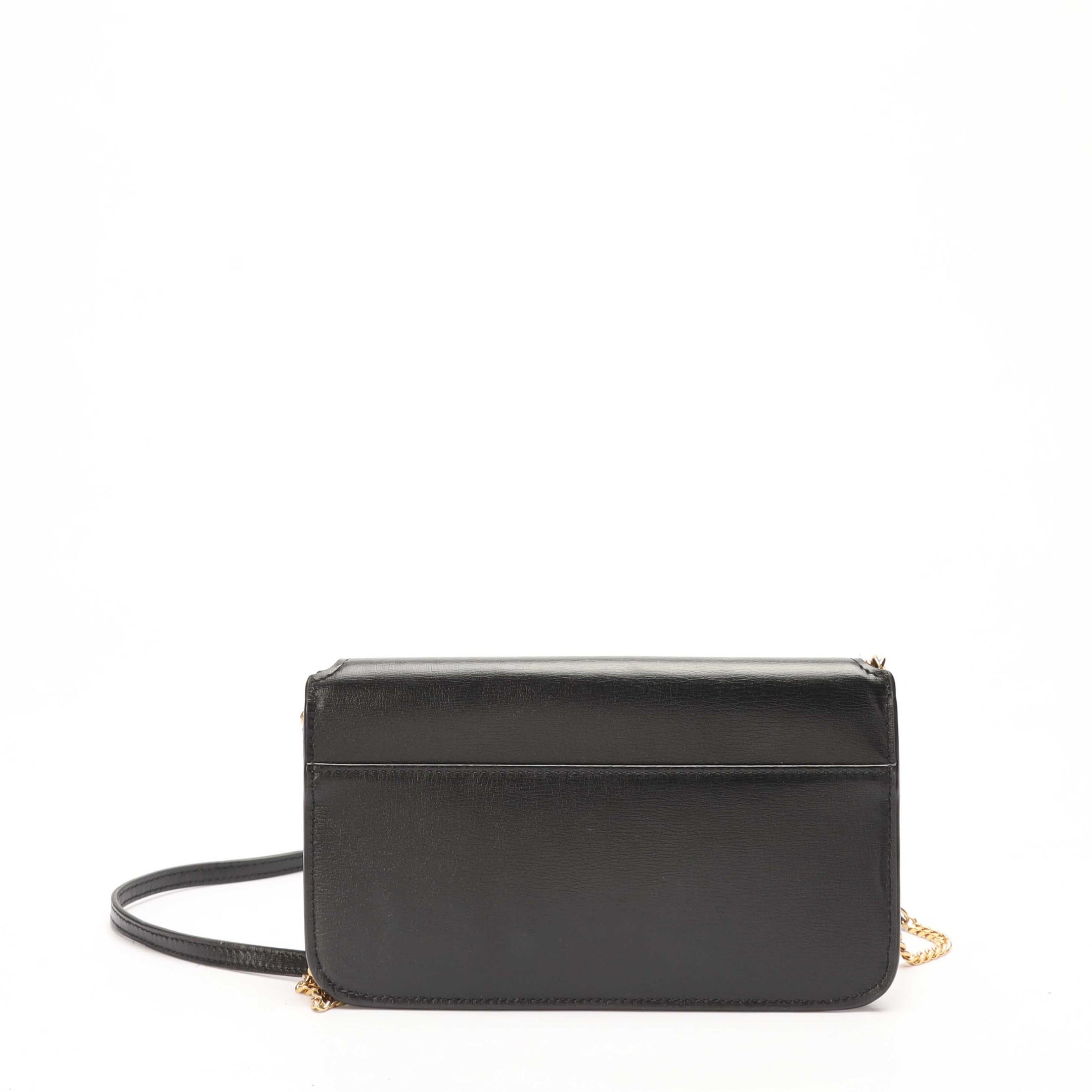 Saint Laurent Black Cassandre Phone Holder Crossbody Bag
