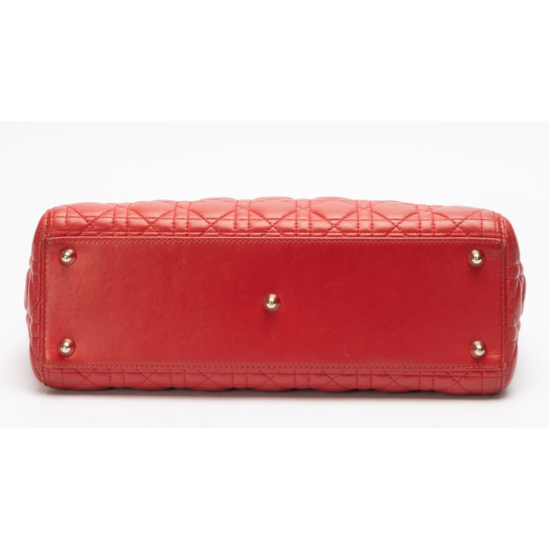 Lady Dior Red Cannage Quilted Leather Bag