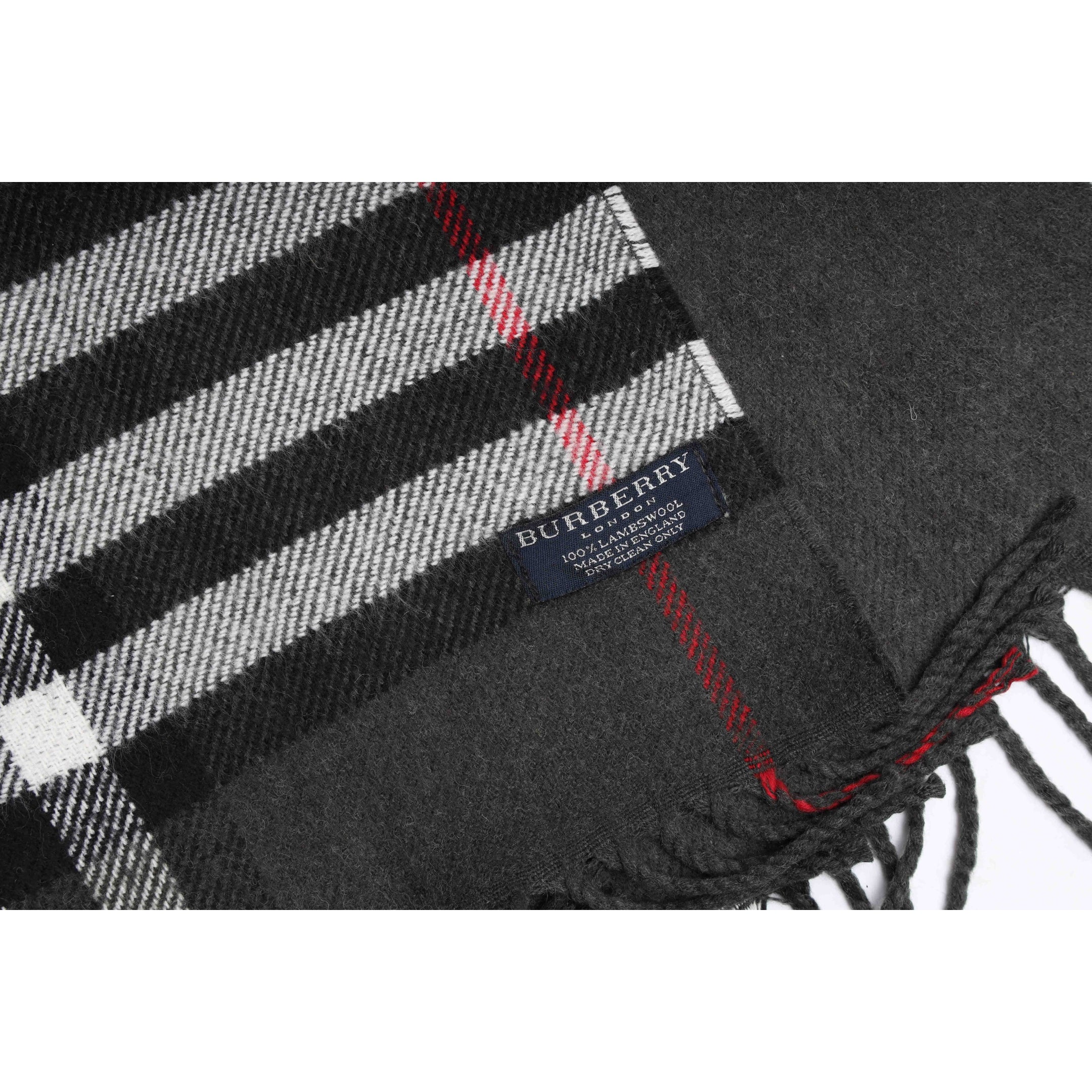 Burberry Charcoal Check Cashmere Scarf