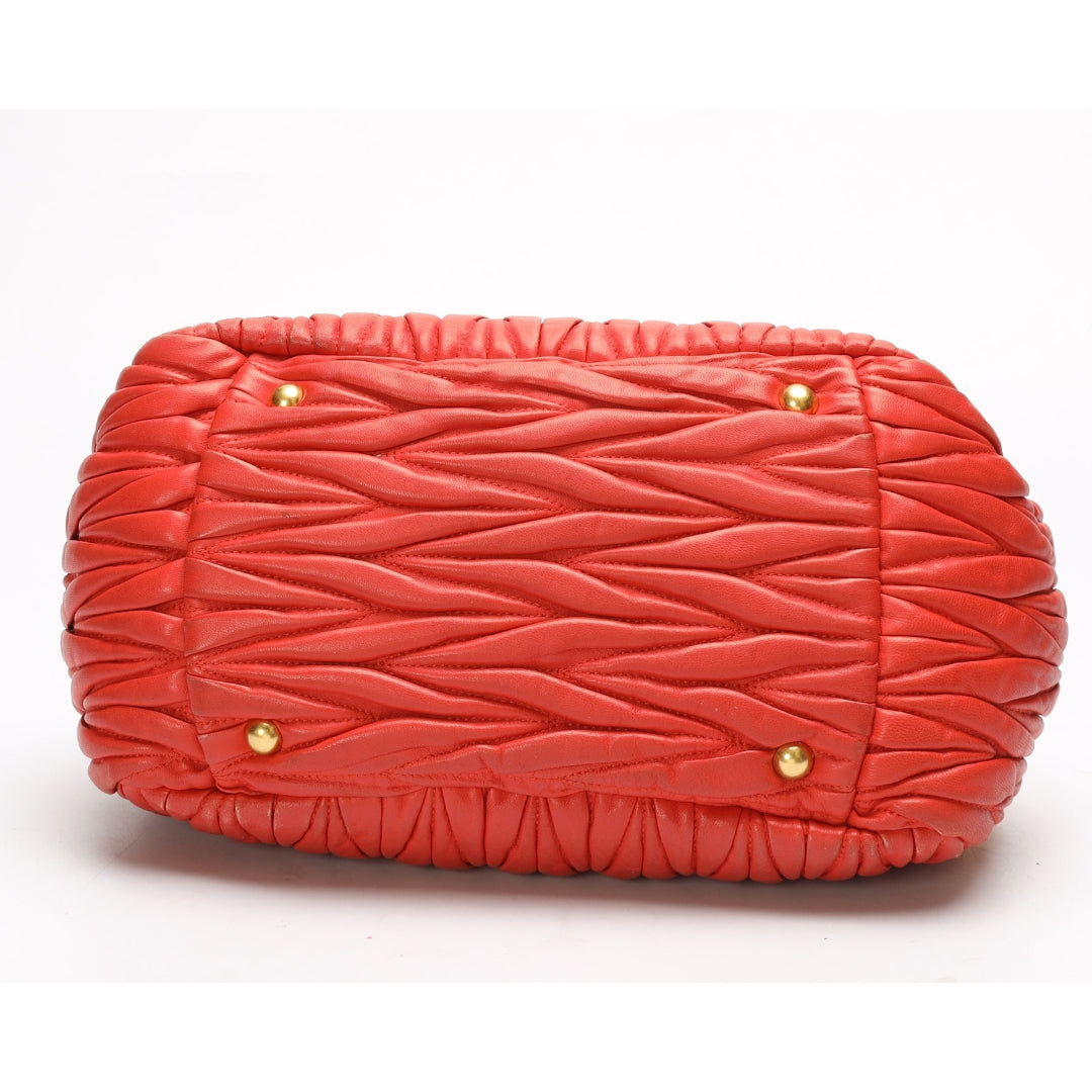 Miu Miu Red Matelasse Convertible Satchel