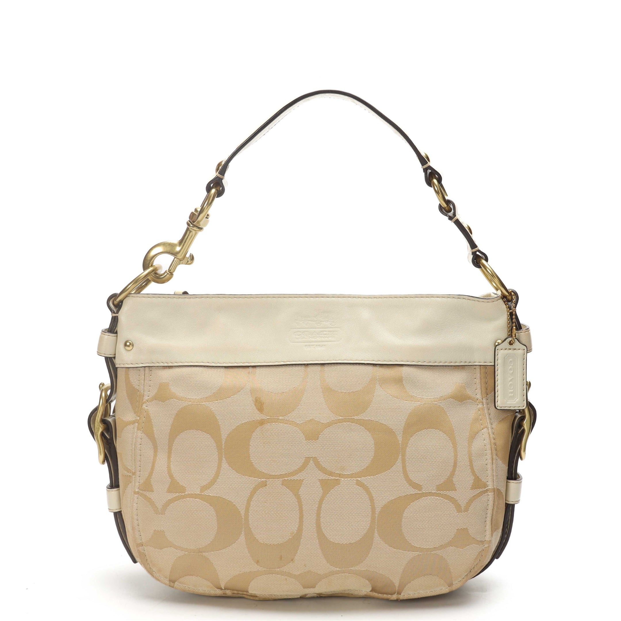 Coach Beige Canvas Zoe Hobo Bag