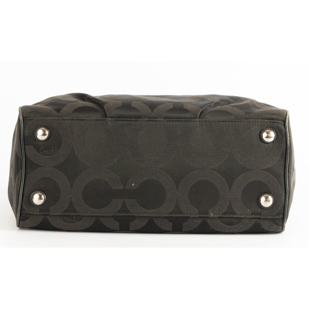 Coach Taylor Op Art Black Canvas Satchel