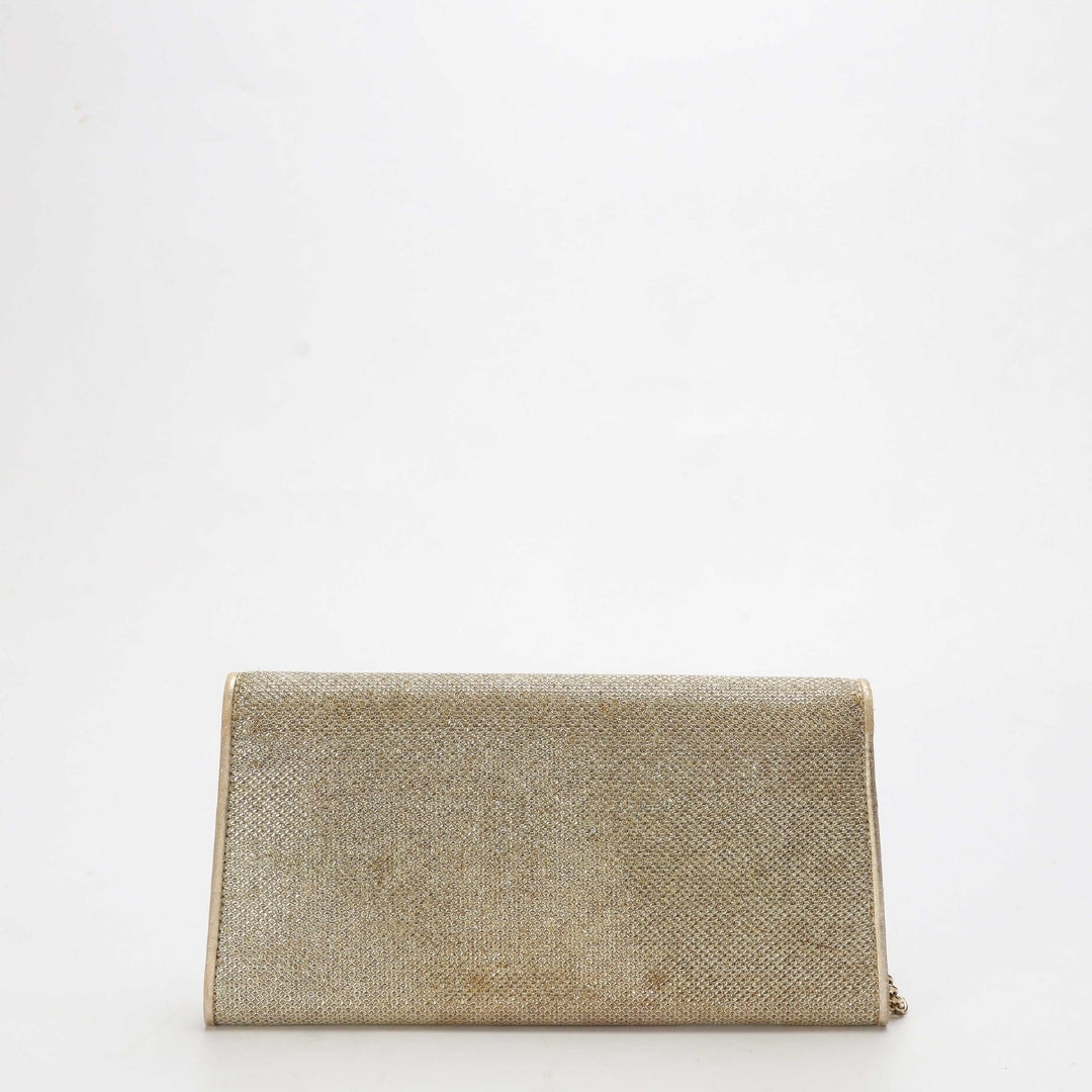 Jimmy Choo Gold Lurex Fabric Milla Chain Clutch