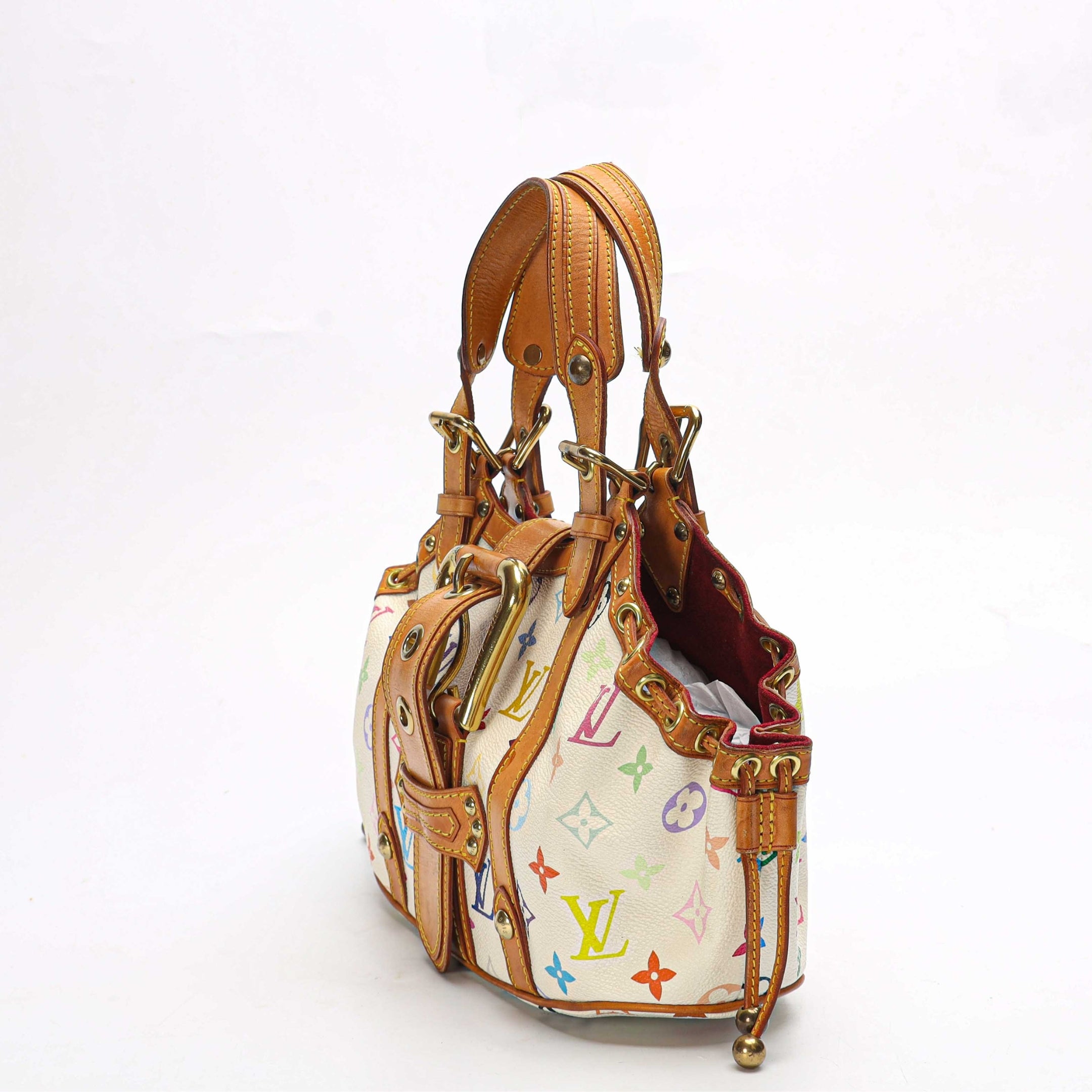 Louis Vuitton White Multicolor Canvas Theda GM Bag