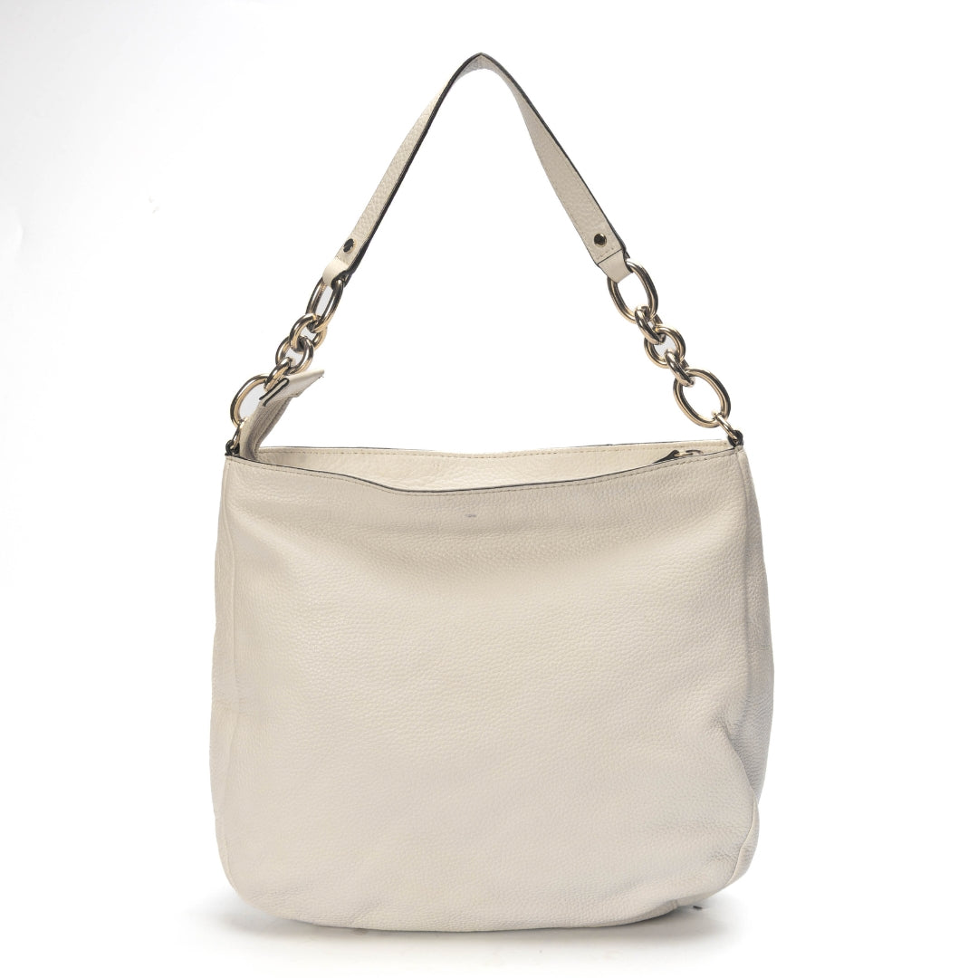 Michael Kors White Hallie Hobo Bag